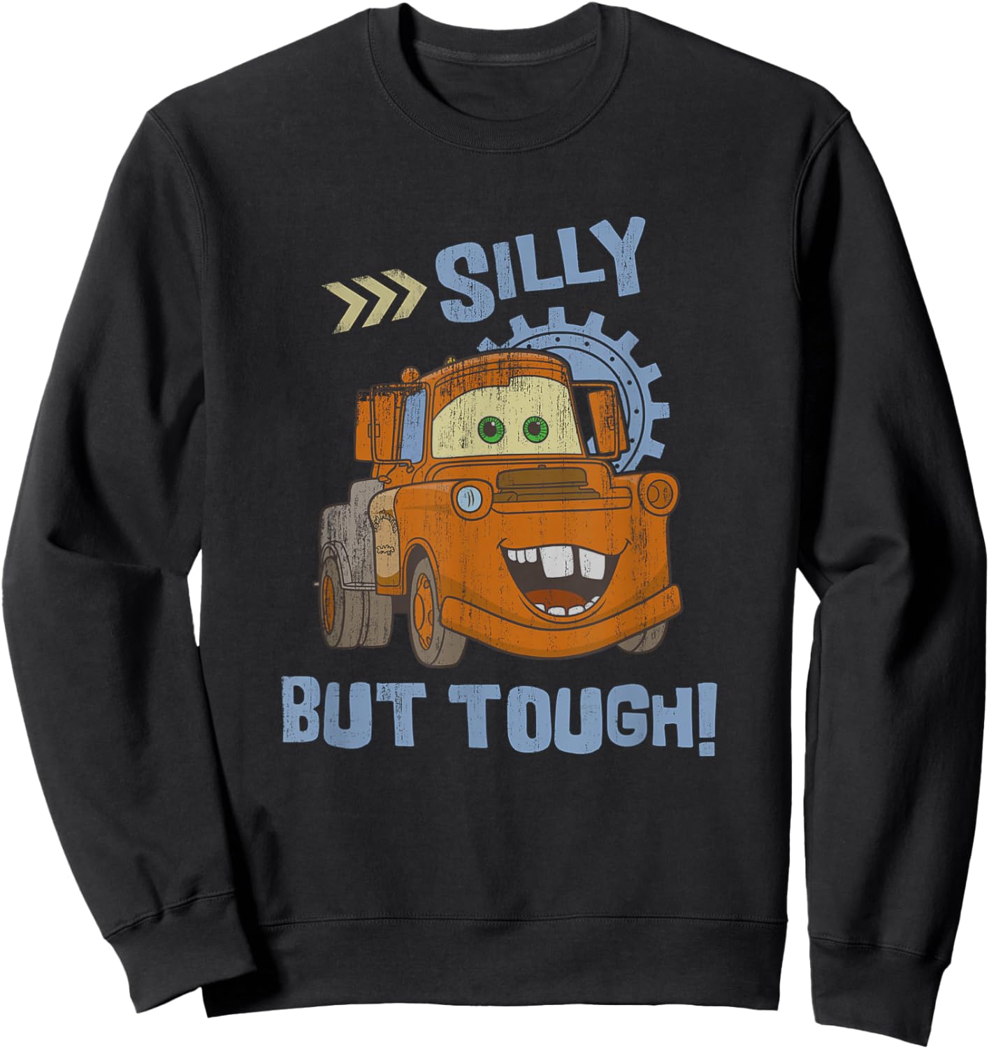 Disney Pixar Cars Silly But Tough Tow Mater Distressed Sweatshirt - Sweatshirt | Black