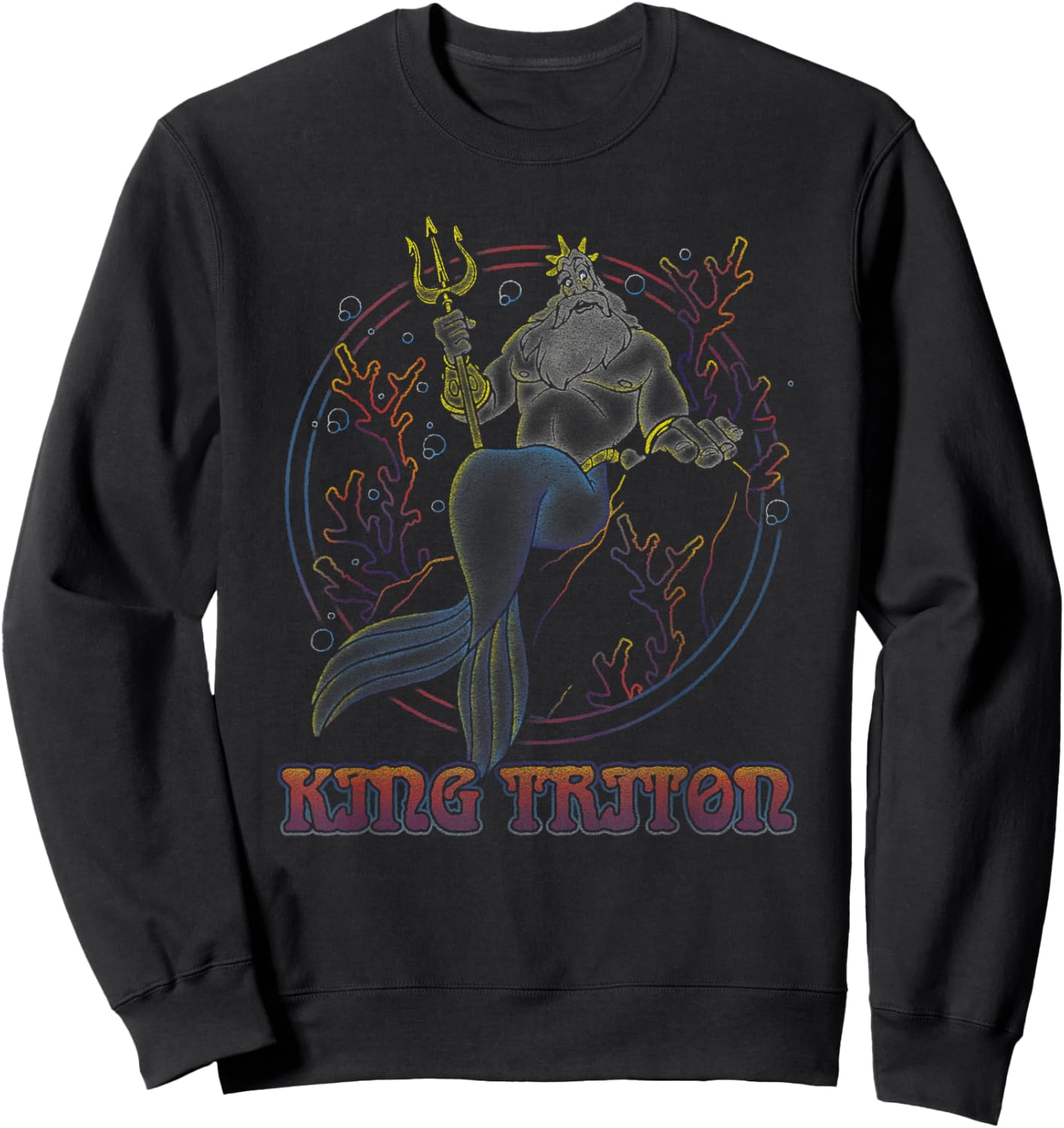 Disney The Little Mermaid King Triton Coral Circle Throne Sweatshirt - Sweatshirt | Black