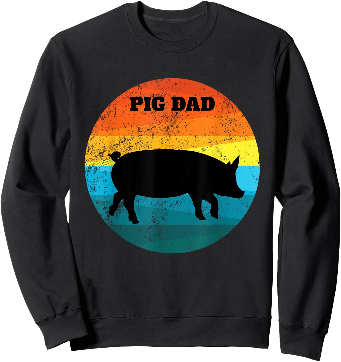 Pot Belly PIG DAD Vintage Retro Men Women Kids Teen Gift Sweatshirt - Sweatshirt | Black