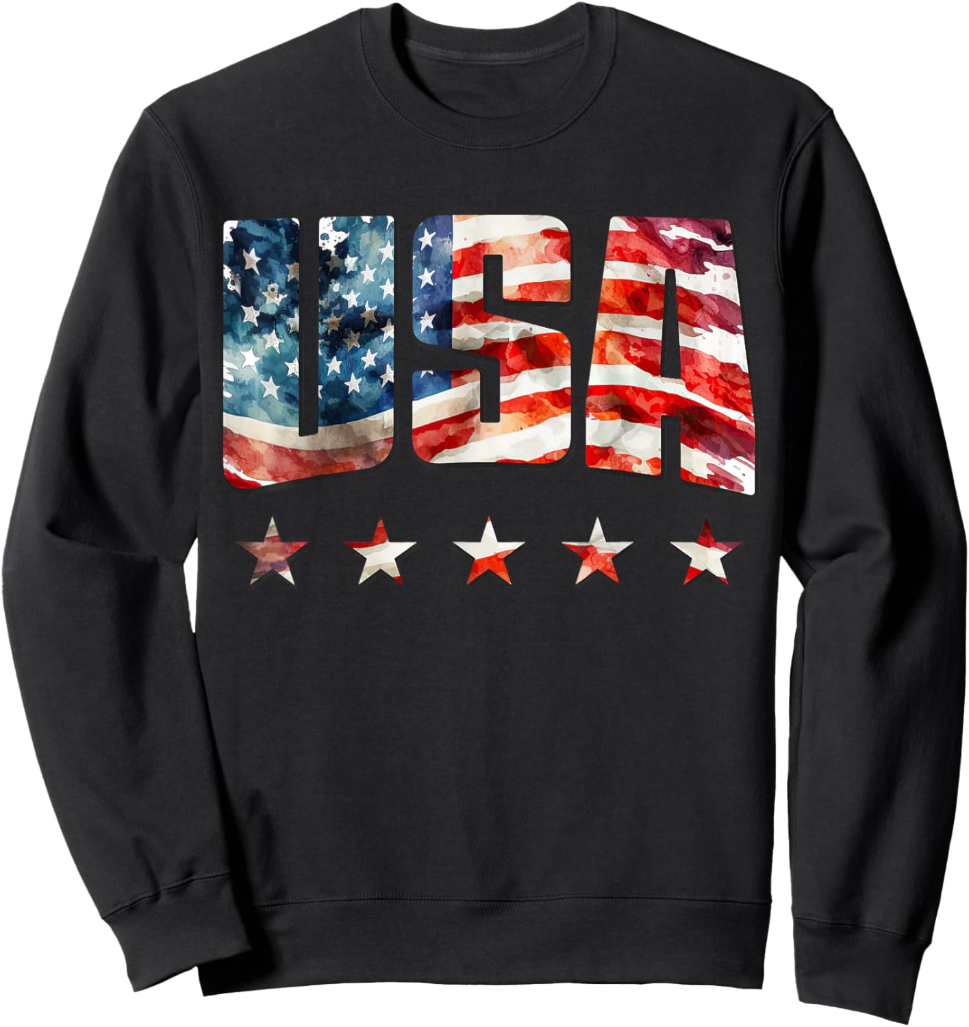 USA Flag Patriotic 4th of July USA American Flag Sweatshirt - Sweatshirt | Black