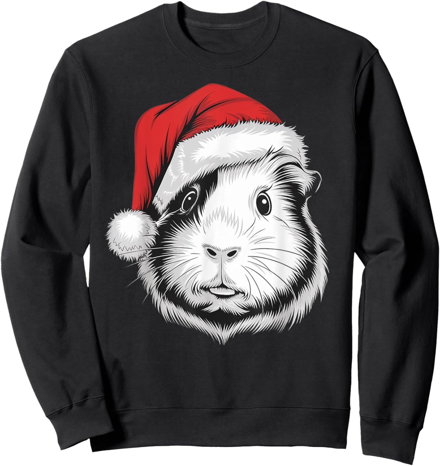 Joyful Guinea pig Santa on Guinea pig Christmas Sweatshirt - Sweatshirt | Black