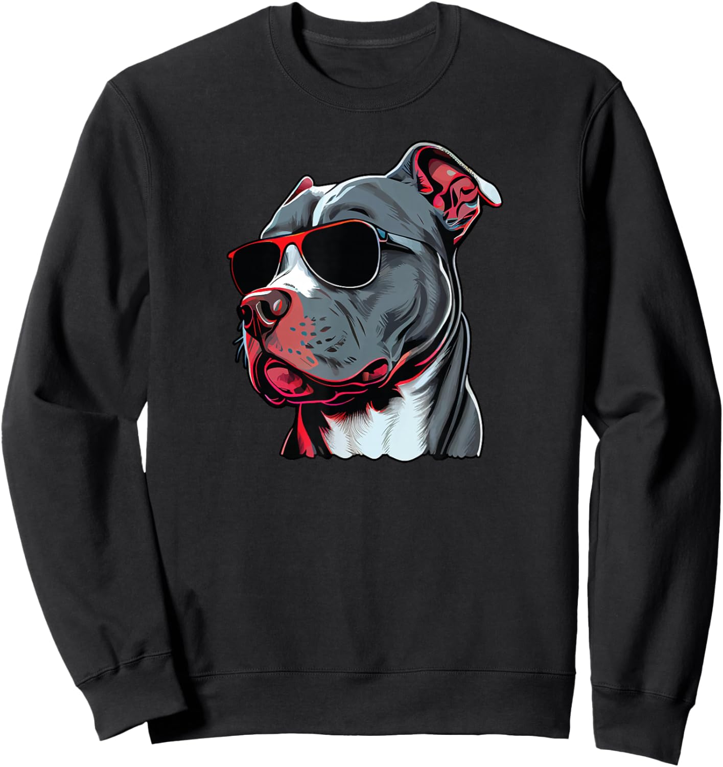 Dad Mom Cool Dog Sunglasses - Pitbull Sweatshirt - Sweatshirt | Black