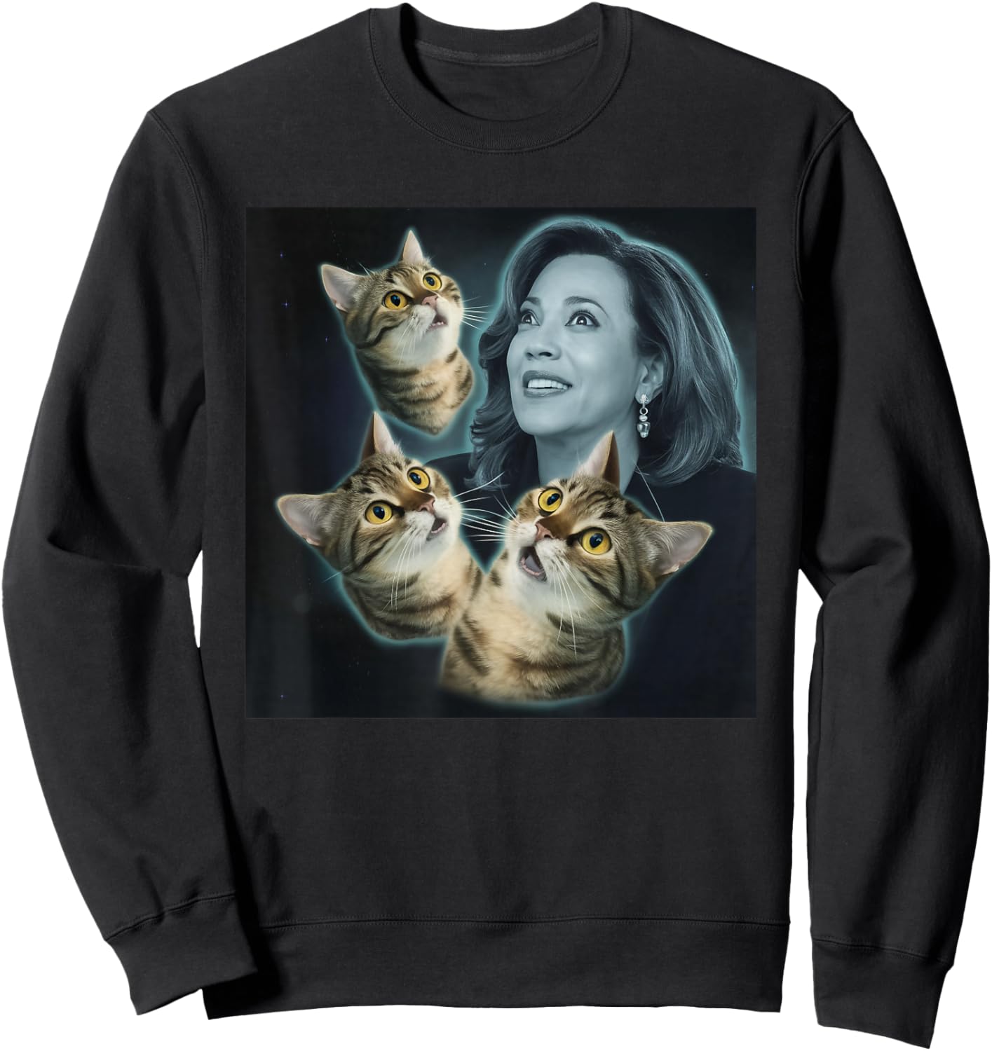Three Cat Kamala Harris Funny Cats Lover Women Sweatshirt - Sweatshirt | Black