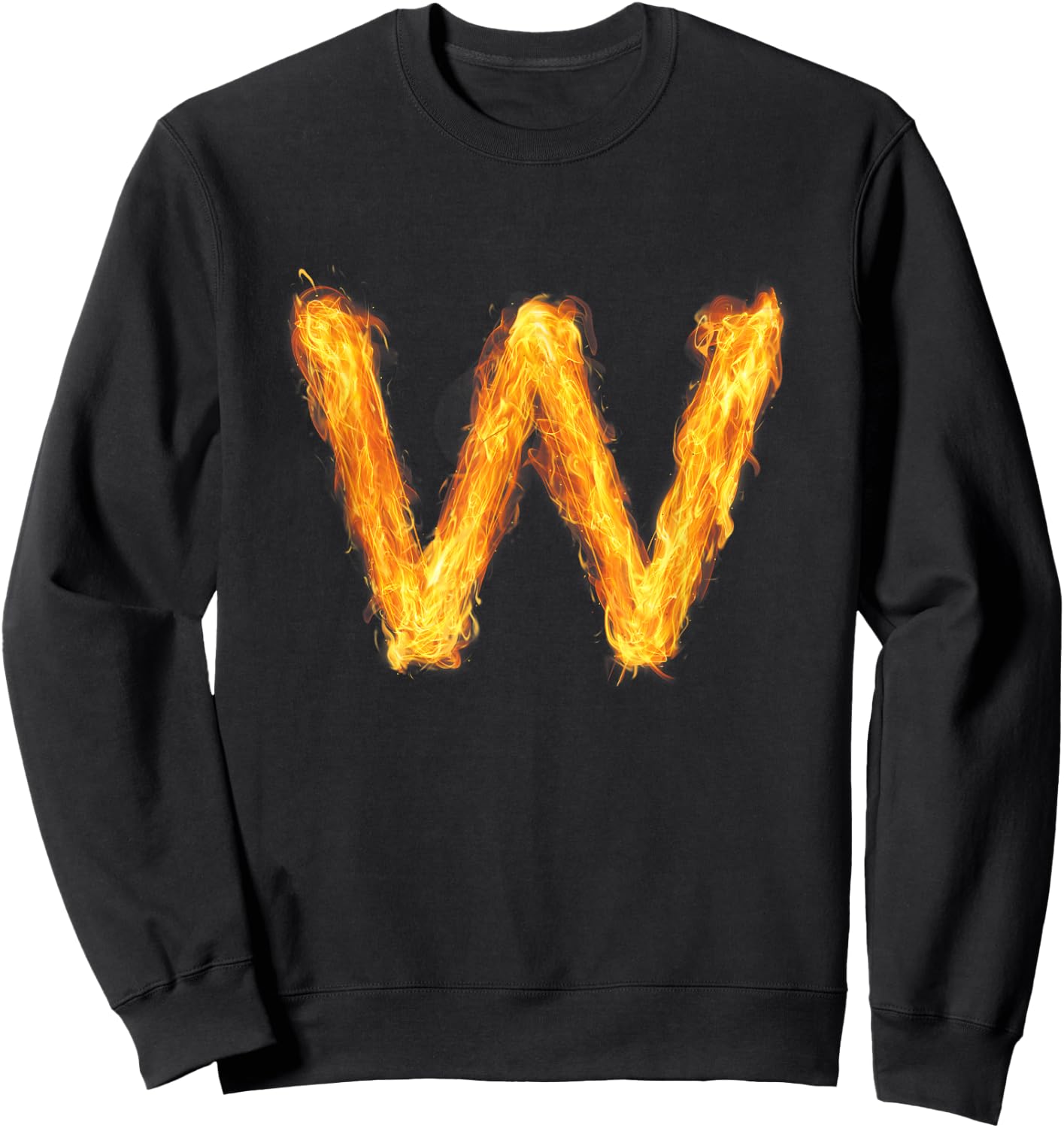 Letter W Alphabet First Name Consonant Fire Flame Gift Sweatshirt - Sweatshirt | Black