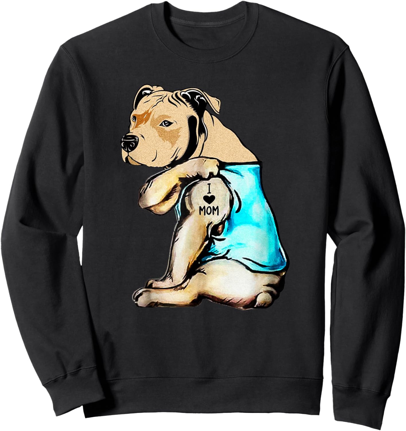 Pit Bull - I Love Mom Tattoo Small Sweatshirt - Sweatshirt | Black