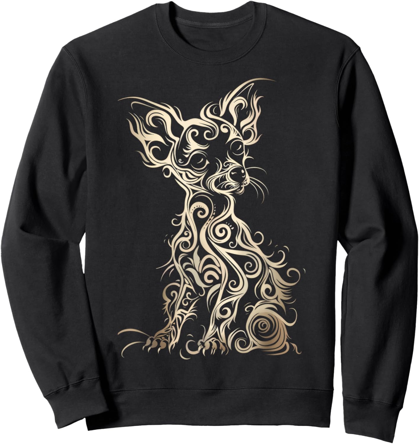 LumaThread Chiweenie Tribal Vintage Retro Graphic , Small, Black Sweatshirt - Sweatshirt | Black