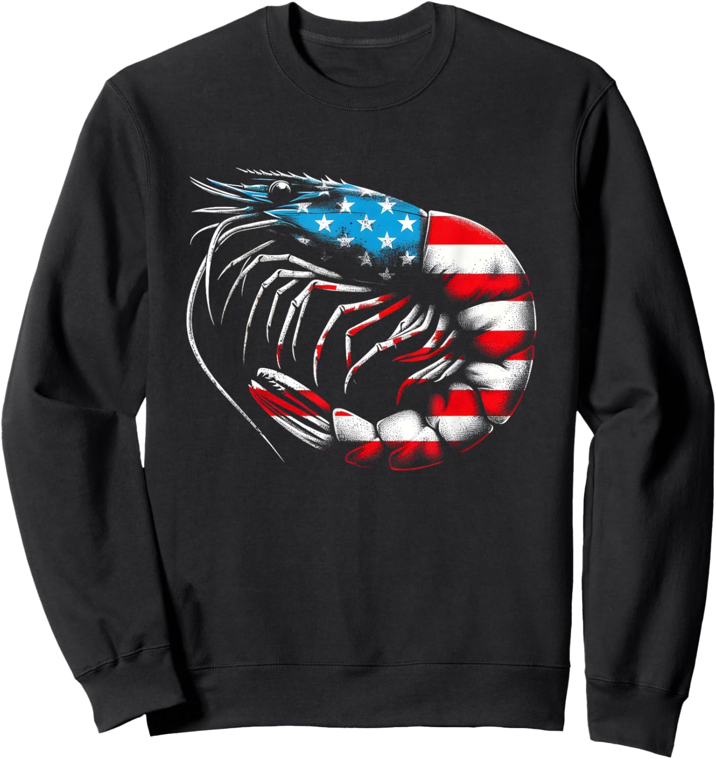 Shrimp American Flag - Patriotic USA Crab Prawn Lover Sweatshirt - Sweatshirt | Black