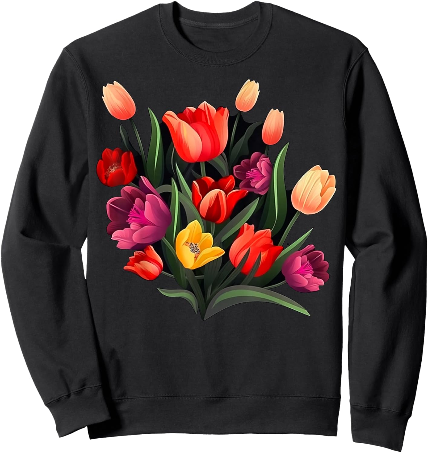 Bouquet of Tulips on Tulip flowers Sweatshirt - Sweatshirt | Black