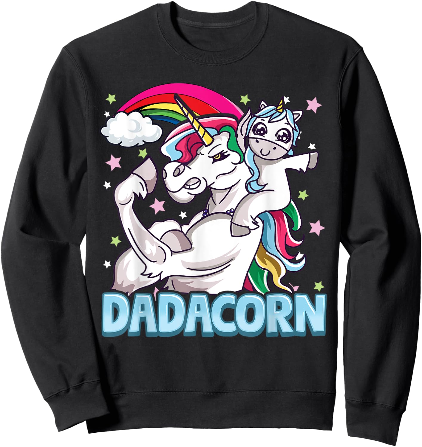 Dadacorn Dad Funny Unicorn Dad Papacorn Dadicorn Sweatshirt - Sweatshirt | Black
