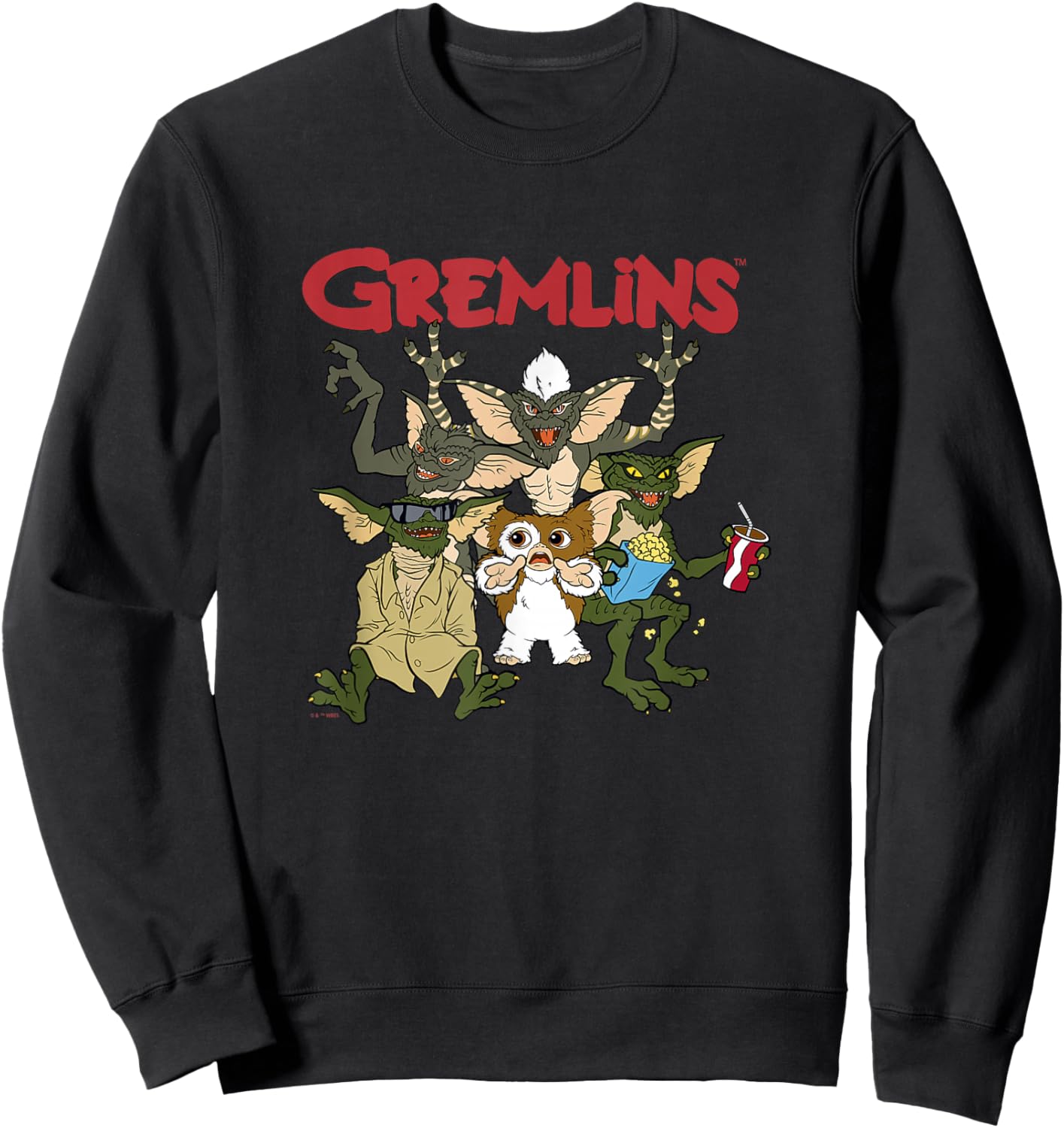 Gremlins Vintage Retro Watch Party Group Shot Sweatshirt - Sweatshirt | Black