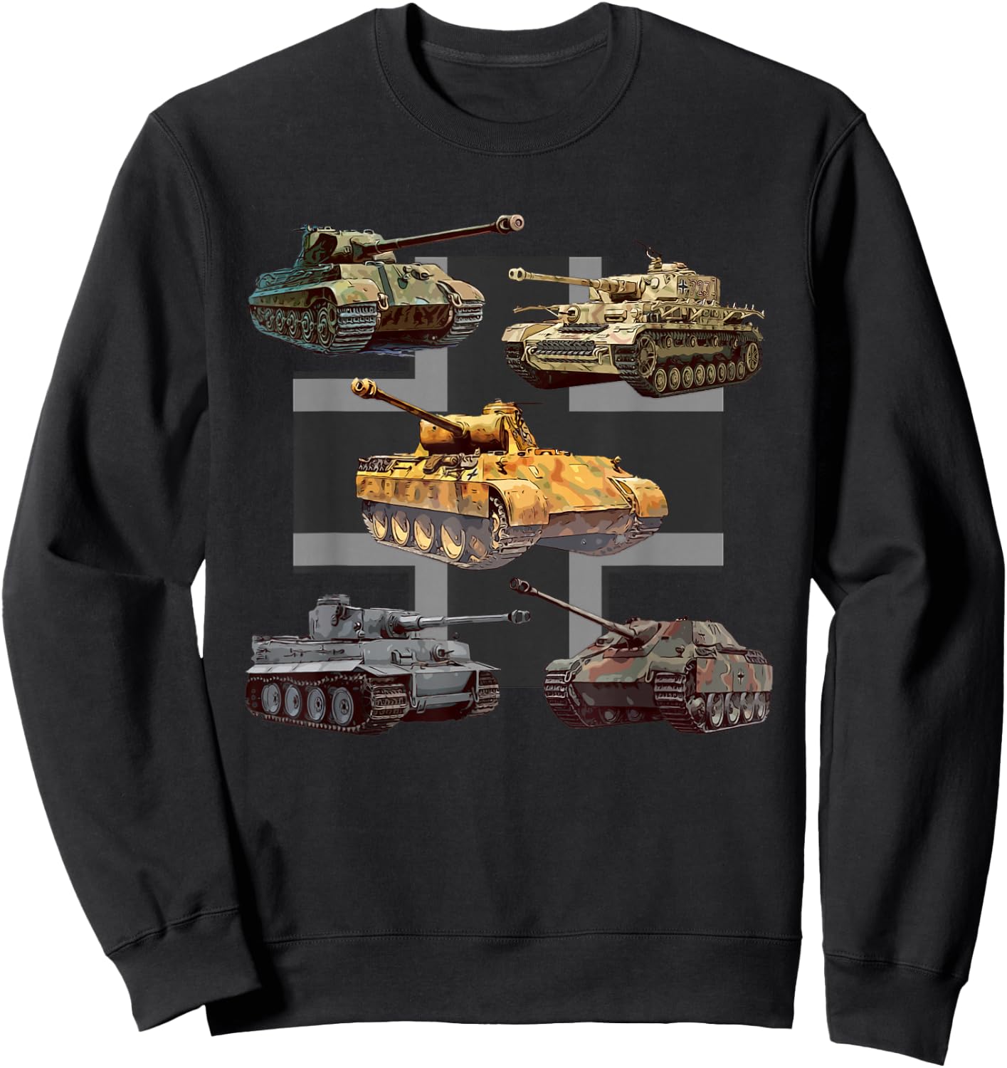 German Tanks WW2 V Panther Jagdpanther Tiger 1 Tiger 2 Sweatshirt - Sweatshirt | Black