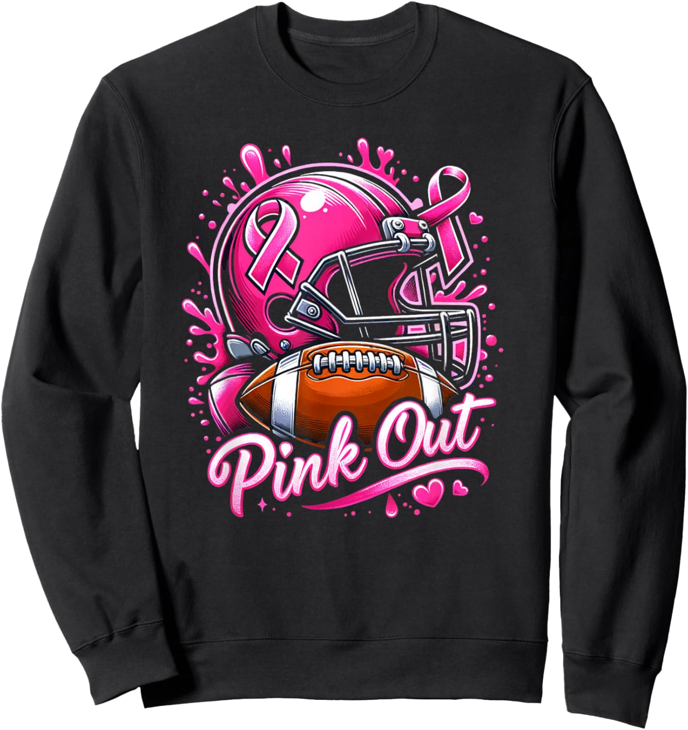Pink Out Tackle Breast Cancer Awareness American Football Sweatshirt - Sweatshirt | Black