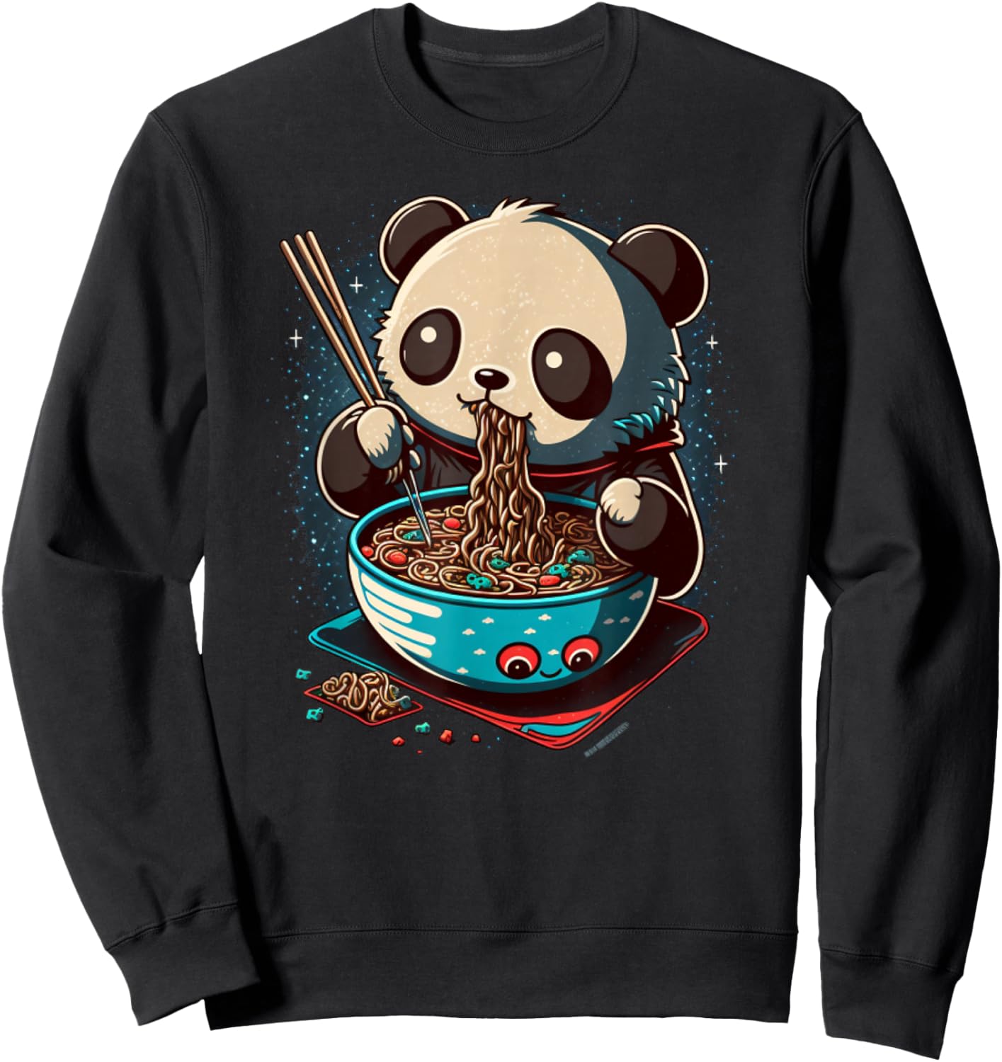 Adorable Kawaii Panda Eating Ramen Gifts Sweatshirt - Sweatshirt | Black