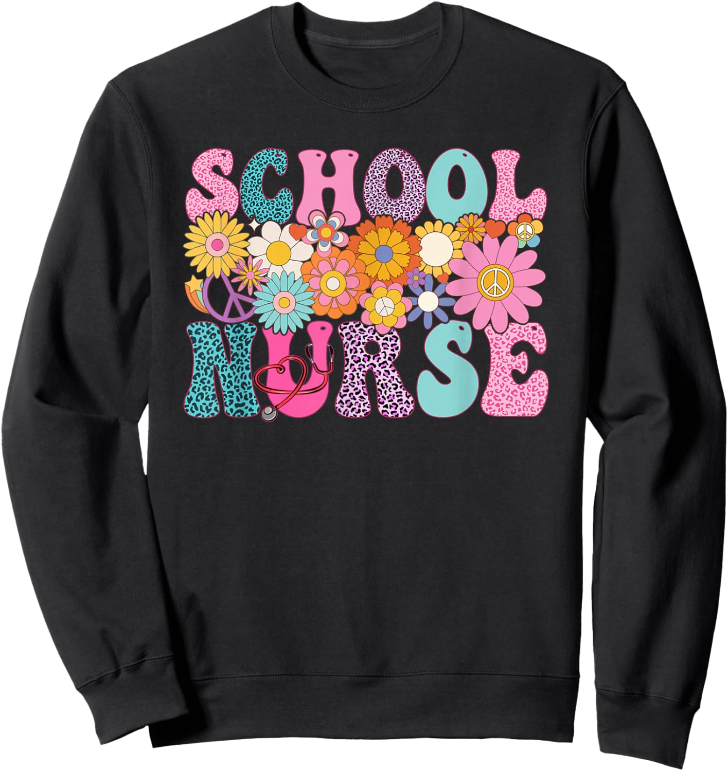 School Nurse Week Groovy Appreciation Day Sweatshirt - Sweatshirt | Black