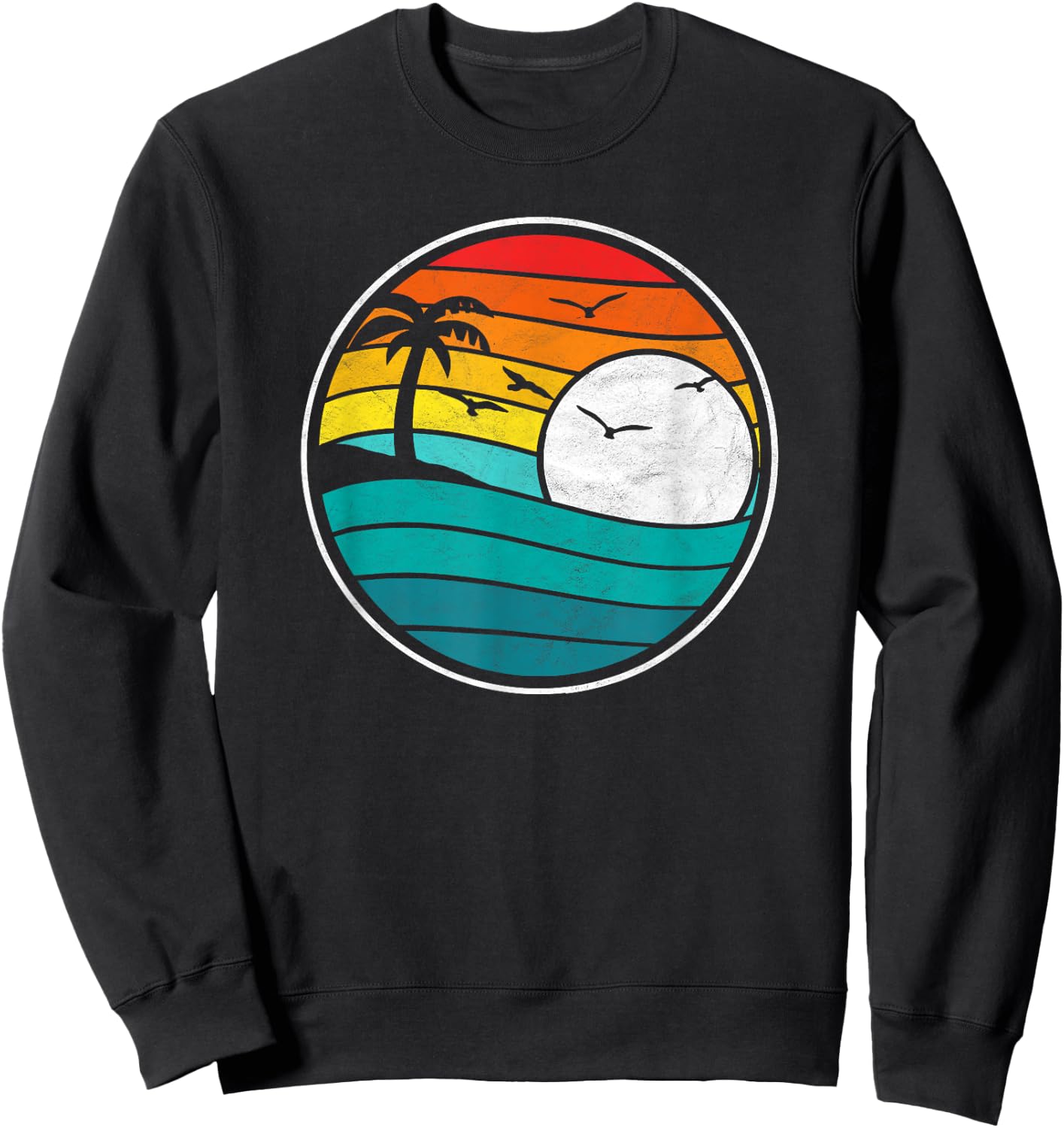 Retro Eighties Beach & Surf Graphic 80's Vibe Graphic Women Girls Kids Sweatshirt - Sweatshirt | Black