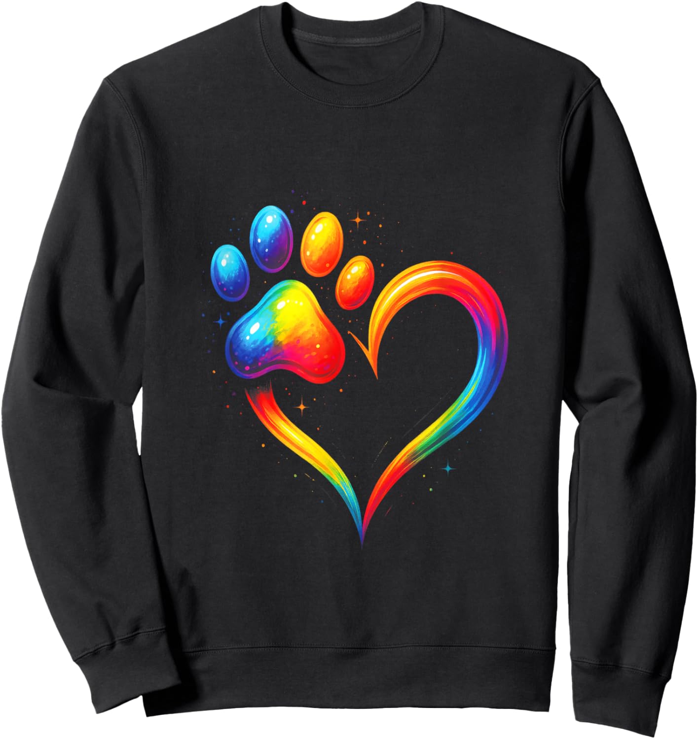 Bunte Hundepfote Tierliebhaber Aquarell Pfote Sweatshirt - Sweatshirt | Black