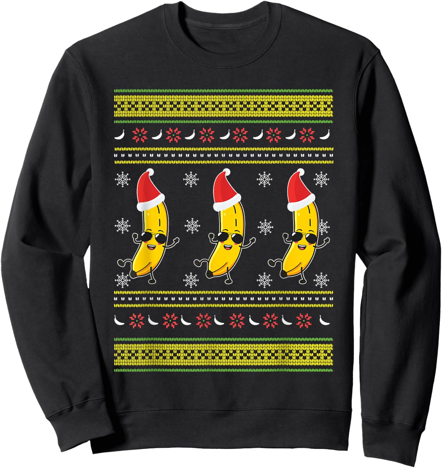 All I Want For Christmas Is Bananas Ugly Xmas For Banana Fan Sweatshirt - Sweatshirt | Black