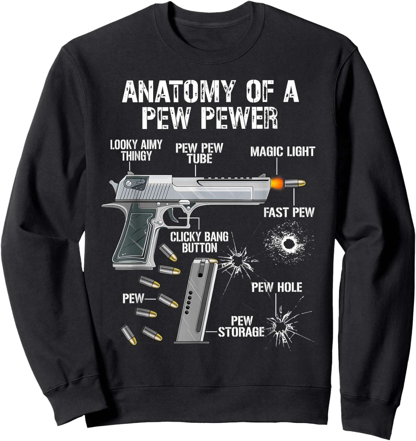 Anatomy of a Pew Pewer Funny Pistols 9 mm Sports Shooters Sweatshirt - Sweatshirt | Black
