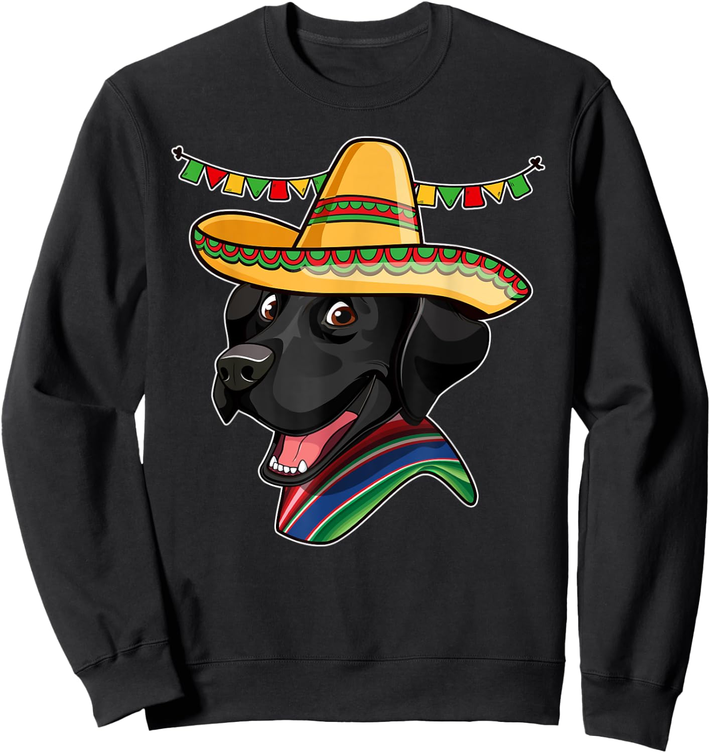Black Lab Cinco De Mayo Mexican Sombrero Dog Gift Men Women Kids Sweatshirt - Sweatshirt | Black