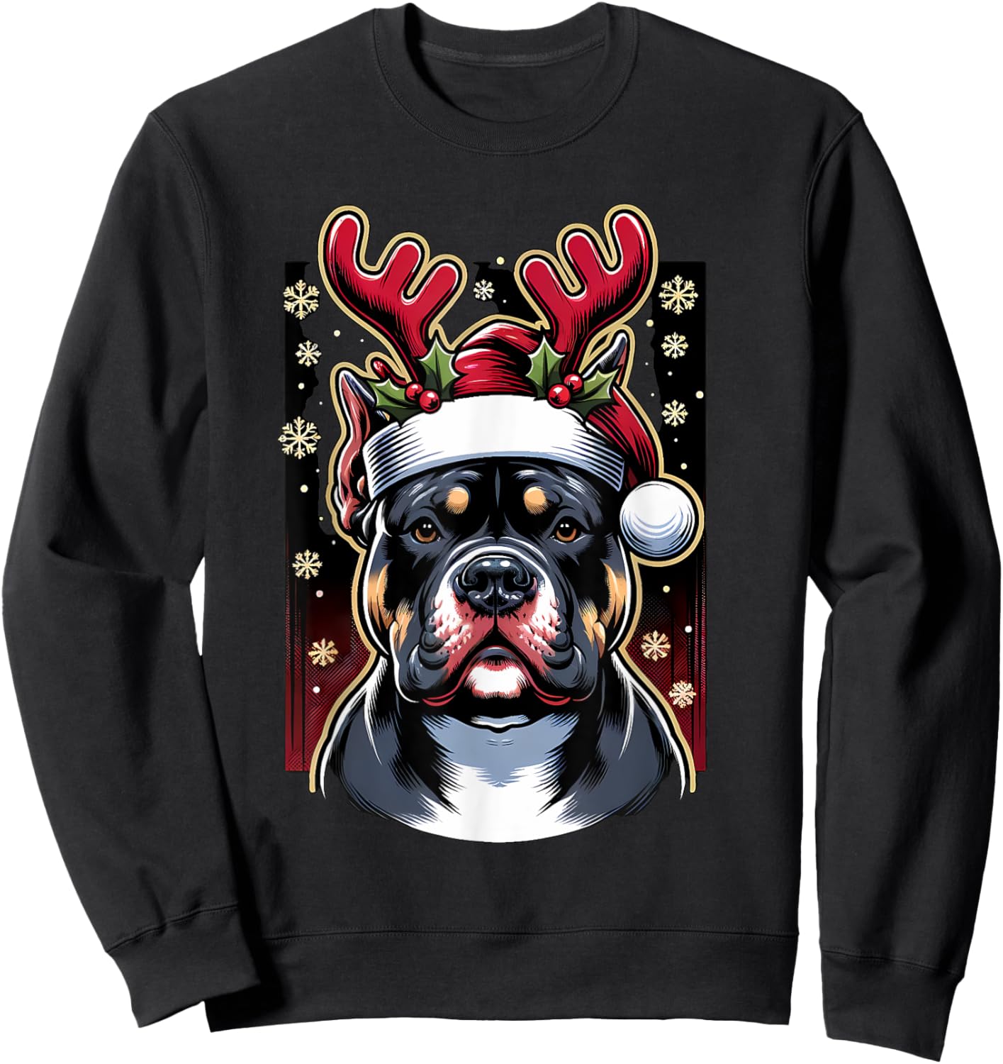 Christmas American Bully Dog Reindeer Sweatshirt - Sweatshirt | Black