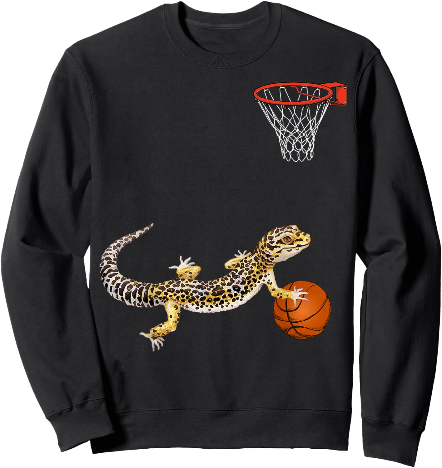 Leopard Gecko Playing Sports Lizard & Reptiles Basketball Sweatshirt - Sweatshirt | Black