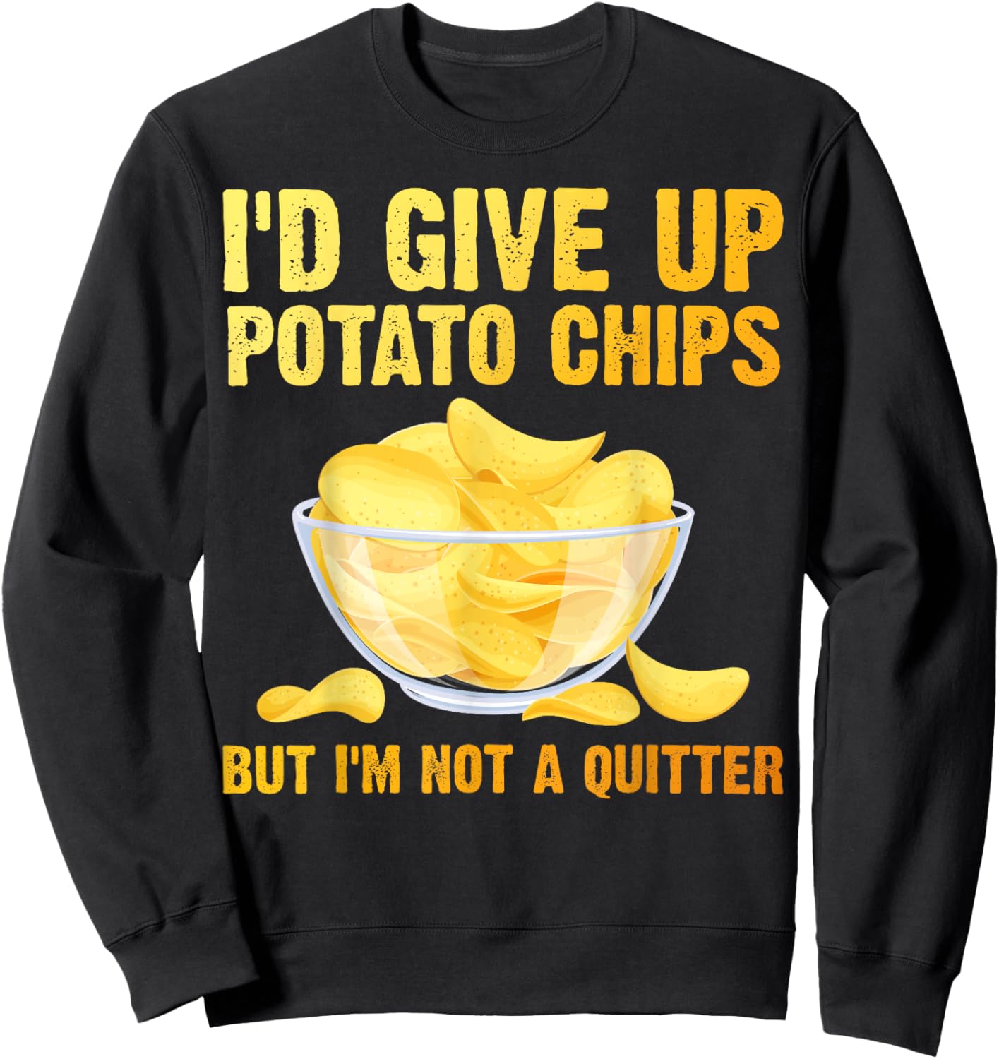 Funny Potato Chips Art Women Kids Bag of Chips Lover Sweatshirt - Sweatshirt | Black