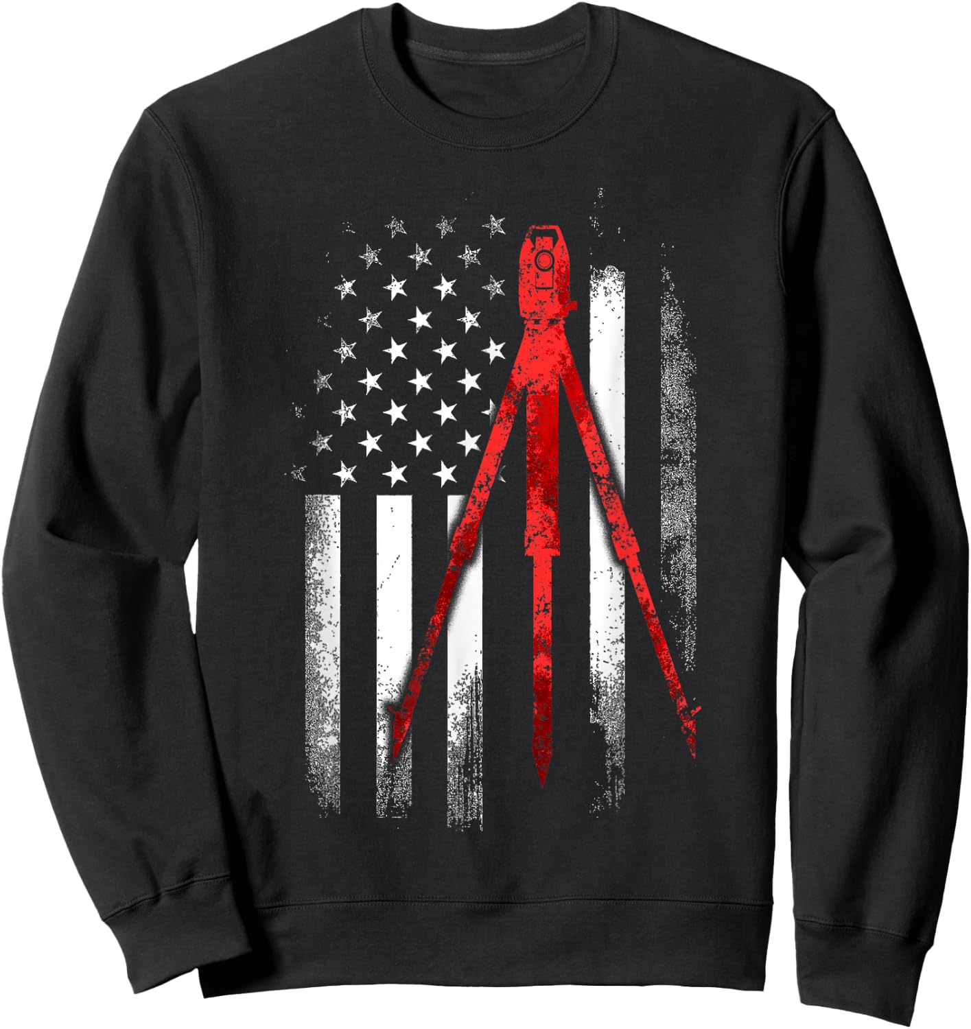 Land Surveying Flag Tool USA Funny Surveyor Gifts Sweatshirt - Sweatshirt | Black