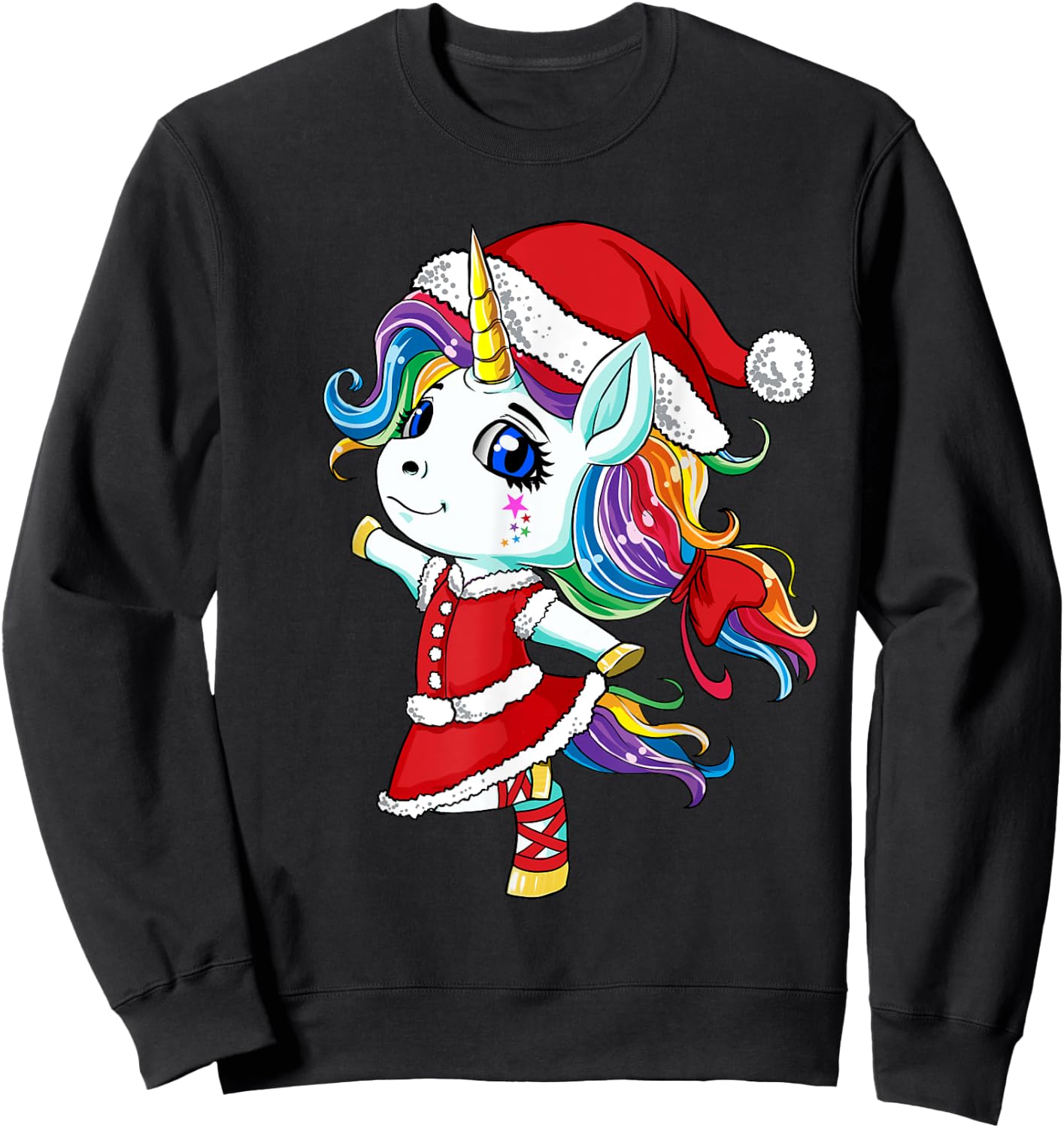 Unicorn Santa Claus Christmas Unicorns Girls Sweatshirt - Sweatshirt | Black