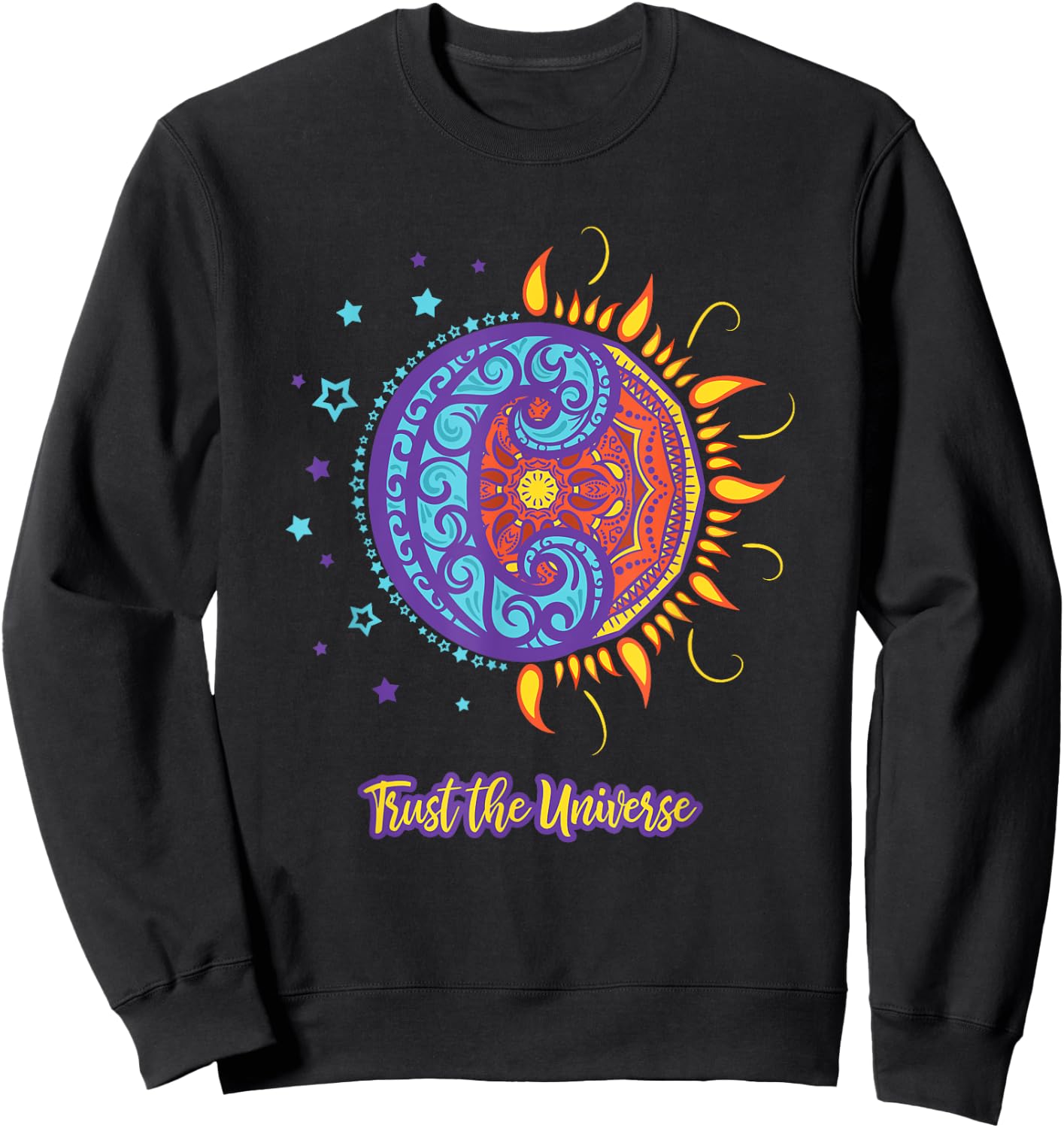 Trust the Universe Sun Moon, Positive Self Care Sweatshirt - Sweatshirt | Black
