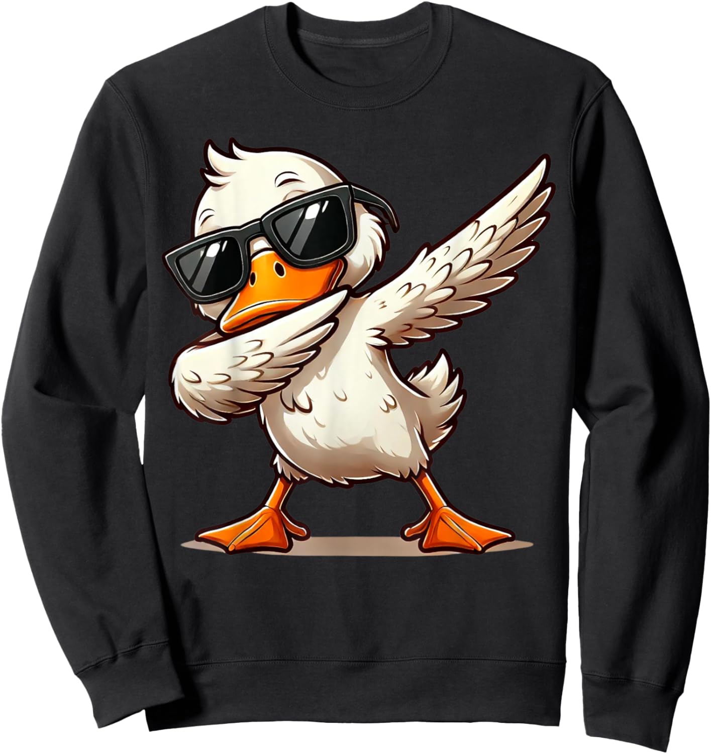 Quirky Bird Designs BY TEERA Dabbing Duck with Sunglasses Funny Cartoon Graphic Sweatshirt - Sweatshirt | Black