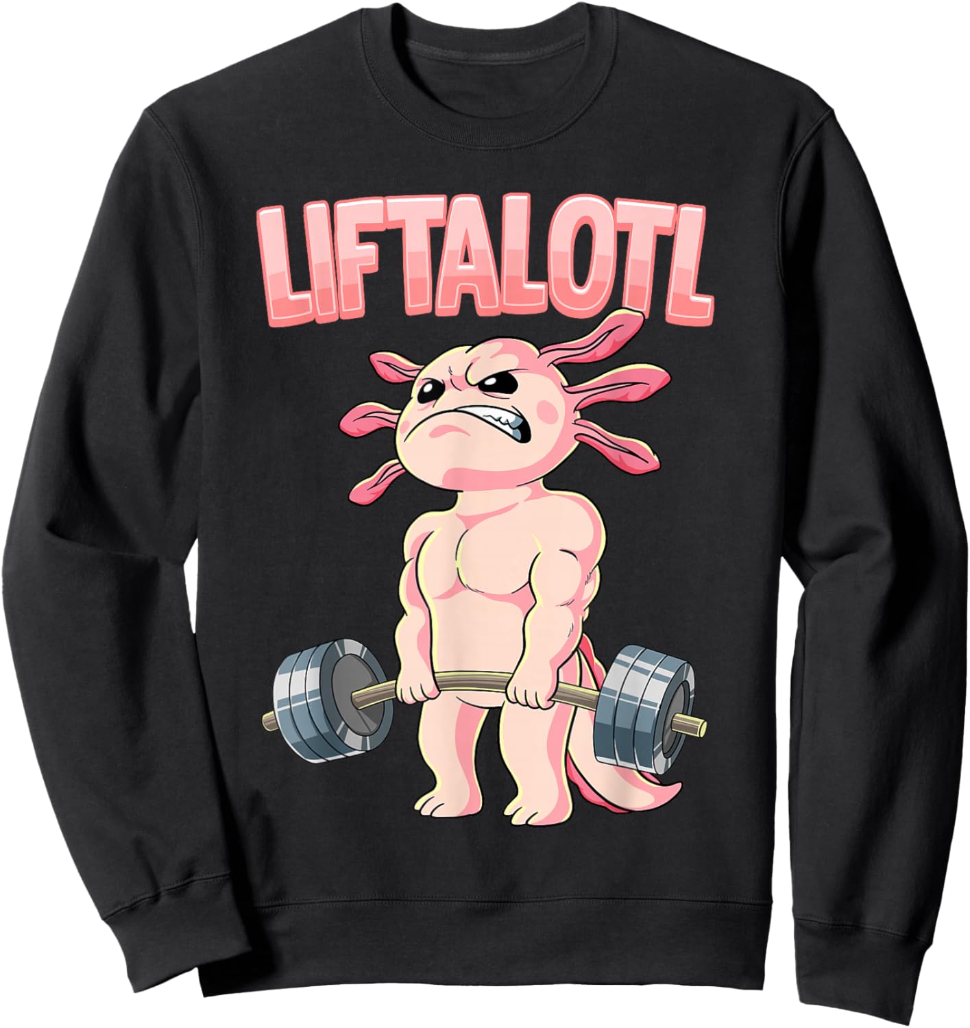 Kraftsport Geschenk Liftalotl Bodybuilding Fitness Gym Schwarz Klein U-Ausschnitt Kurzarm Männer Fitnessbegeisterte Bodybuilder Sweatshirt - Sweatshirt | Black