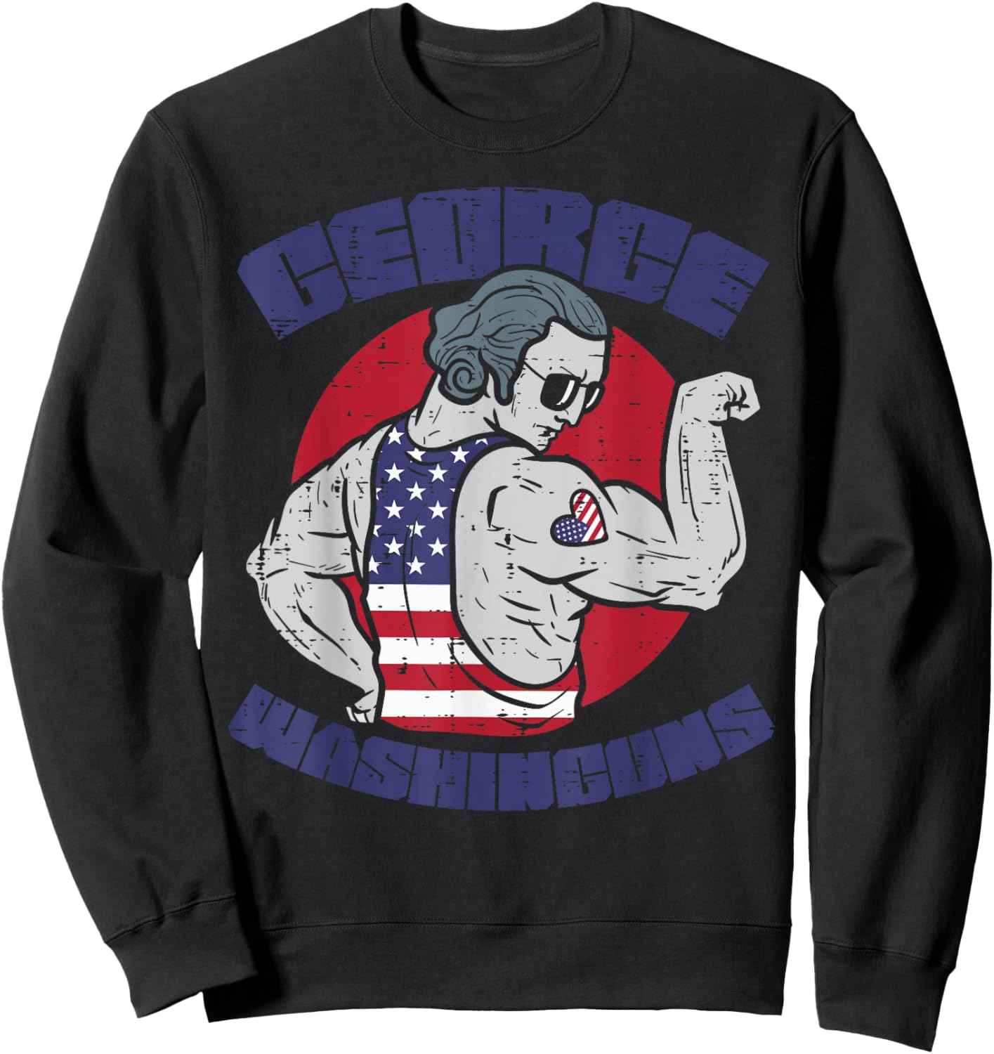 4th July George Washinguns Washington Workout Patriot Men Sweatshirt - Sweatshirt | Black