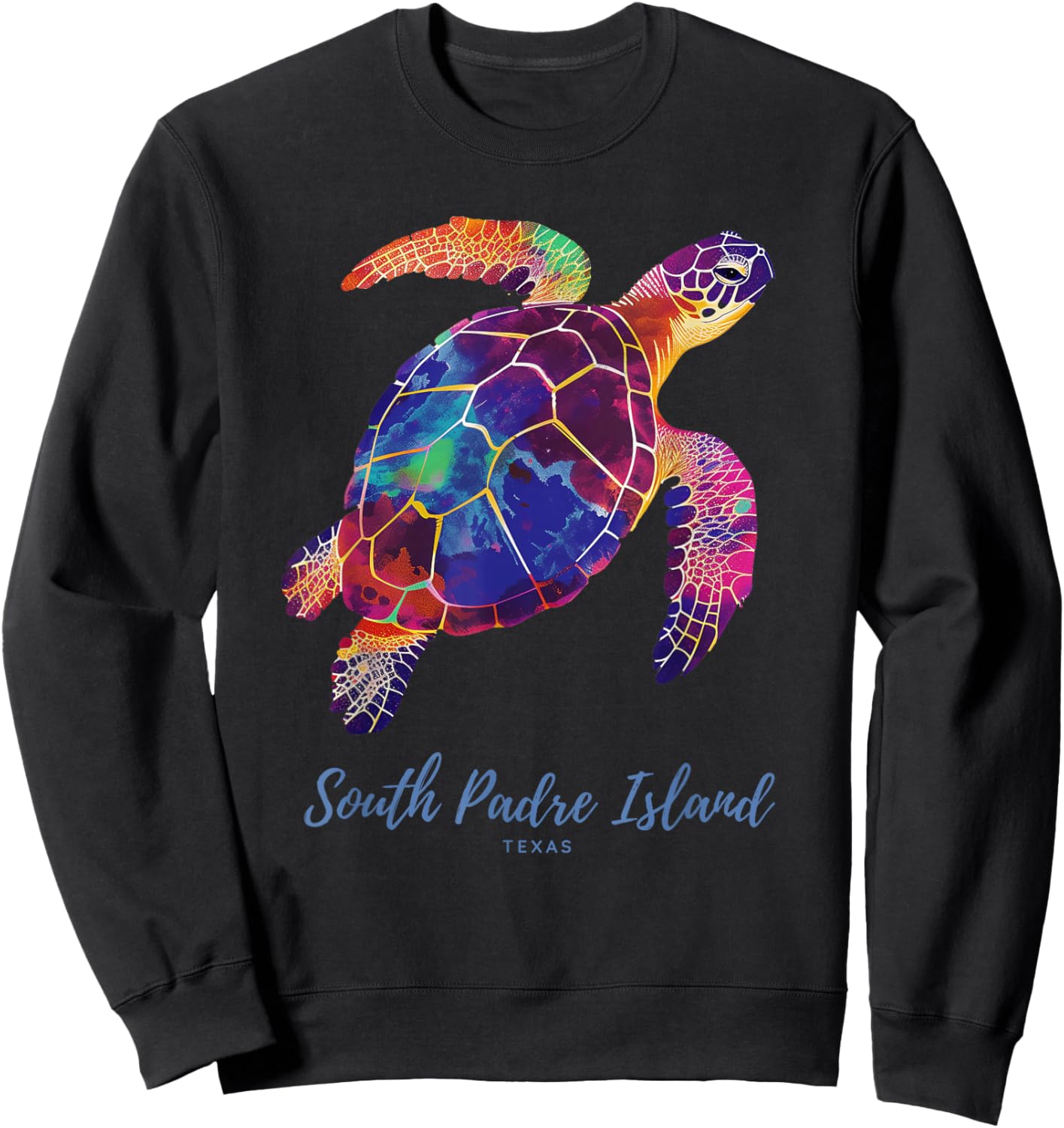 South Padre Island TX Sea Turtle Vintage Texas Retro Diving Sweatshirt - Sweatshirt | Black