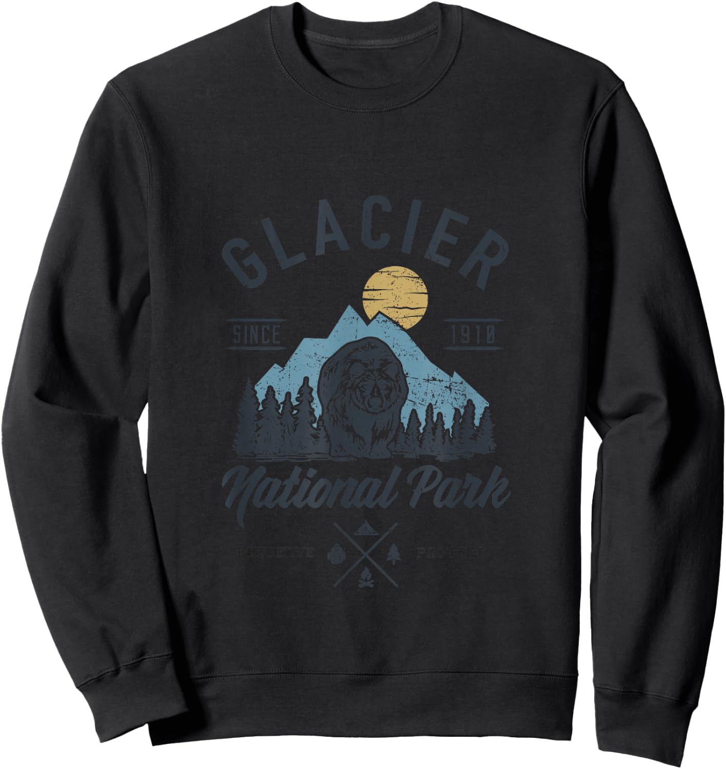Glacier National Park Novelty Road Trip Montana Sweatshirt - Sweatshirt | Black