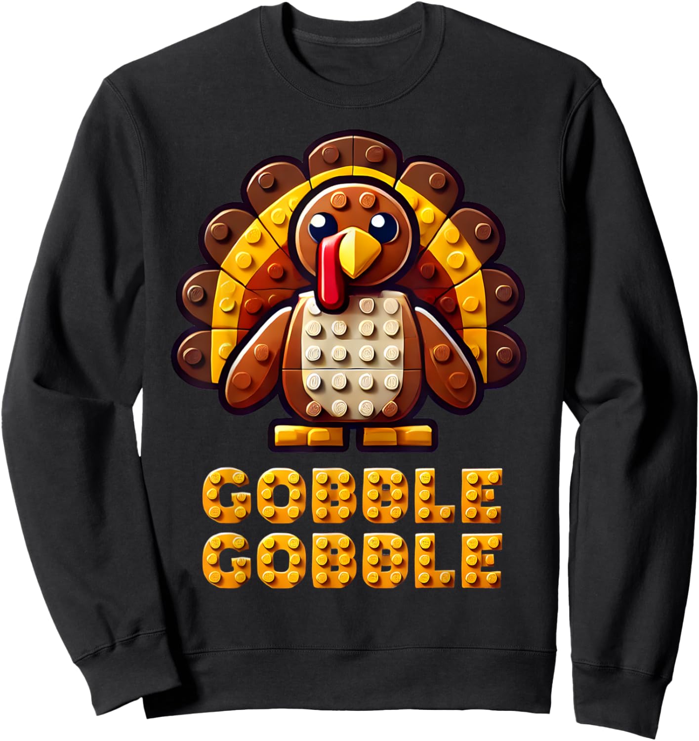 Play Building Blocks Turkey Thanksgiving Builder Boys Kids Sweatshirt - Sweatshirt | Black