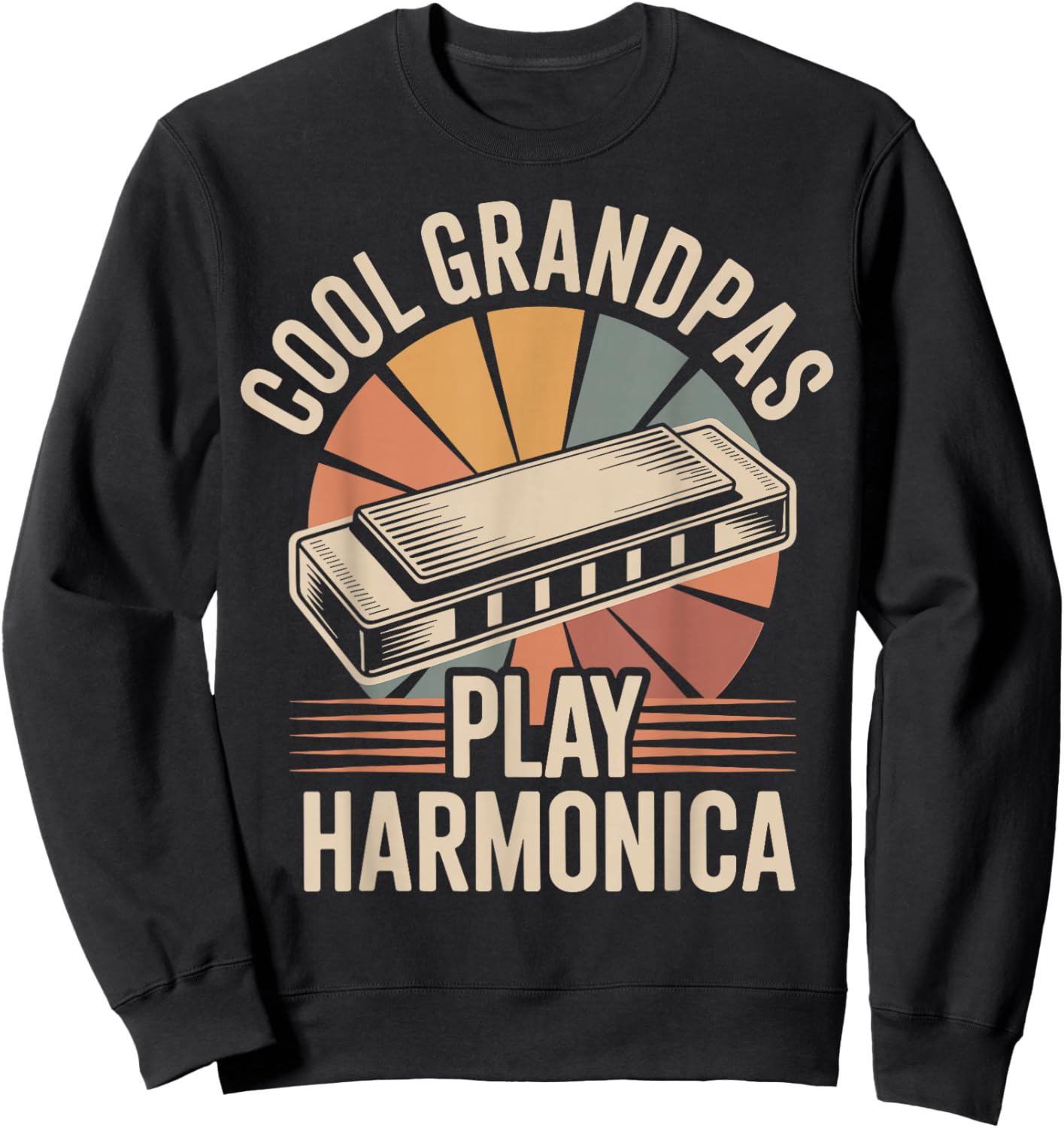 Cool Grandpas Play Harmonica Funny Sweatshirt - Sweatshirt | Black