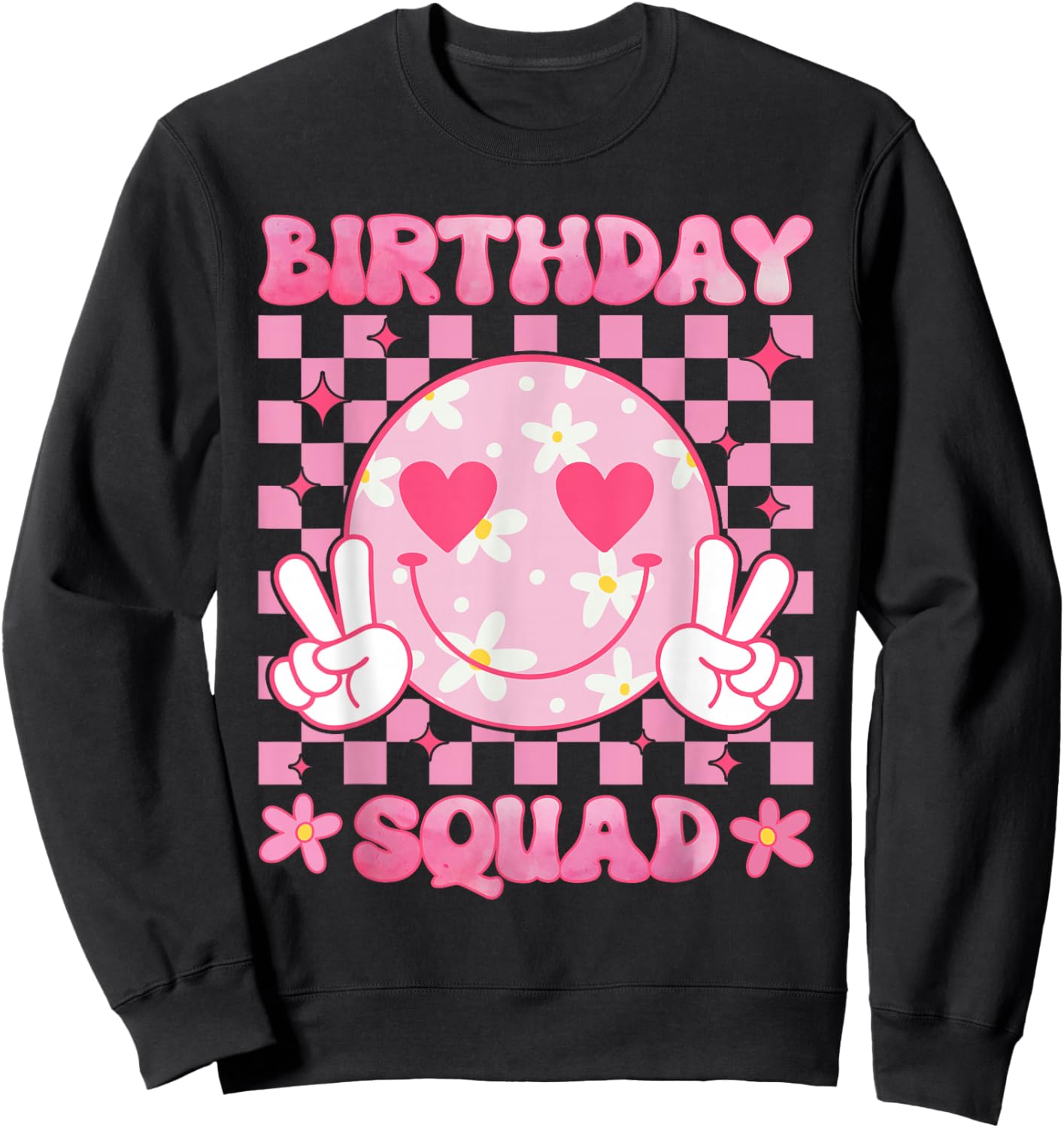 Groovy Birthday Squad Party Matching Birthday Family Group Sweatshirt - Sweatshirt | Black