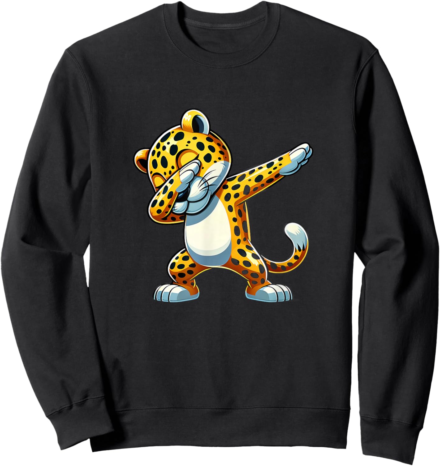 Dabbing Jaguar Cat Animal Lover Safari 0926CT Sweatshirt - Sweatshirt | Black