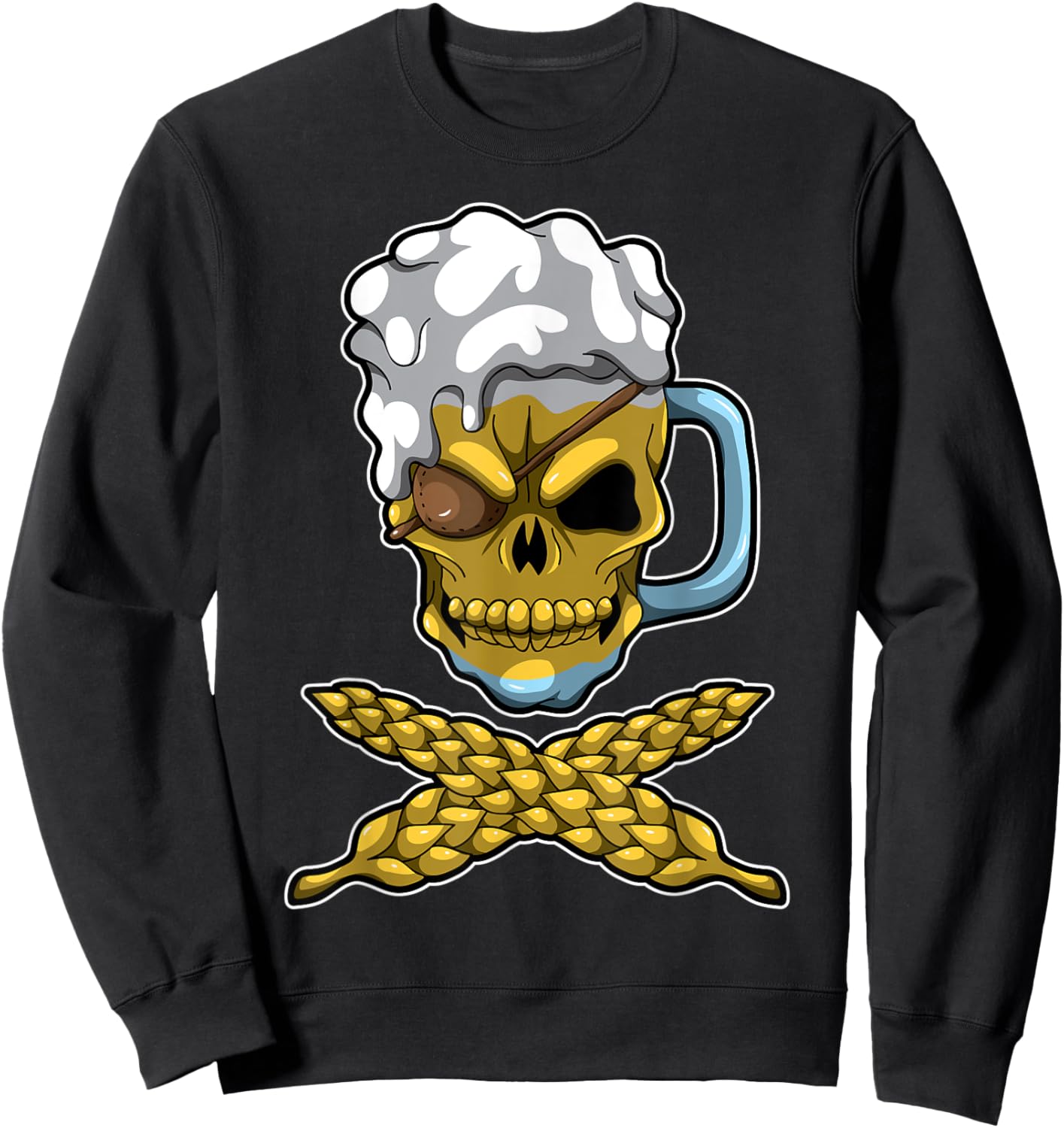 Beer Mug Skull And Bones - Brewery Pirate - Brewage Symbol Sweatshirt - Sweatshirt | Black