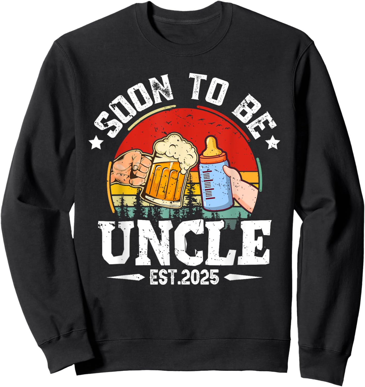 Soon To Be Uncle 2025 Retro Pregnancy Announcement Dad Sweatshirt - Sweatshirt | Black