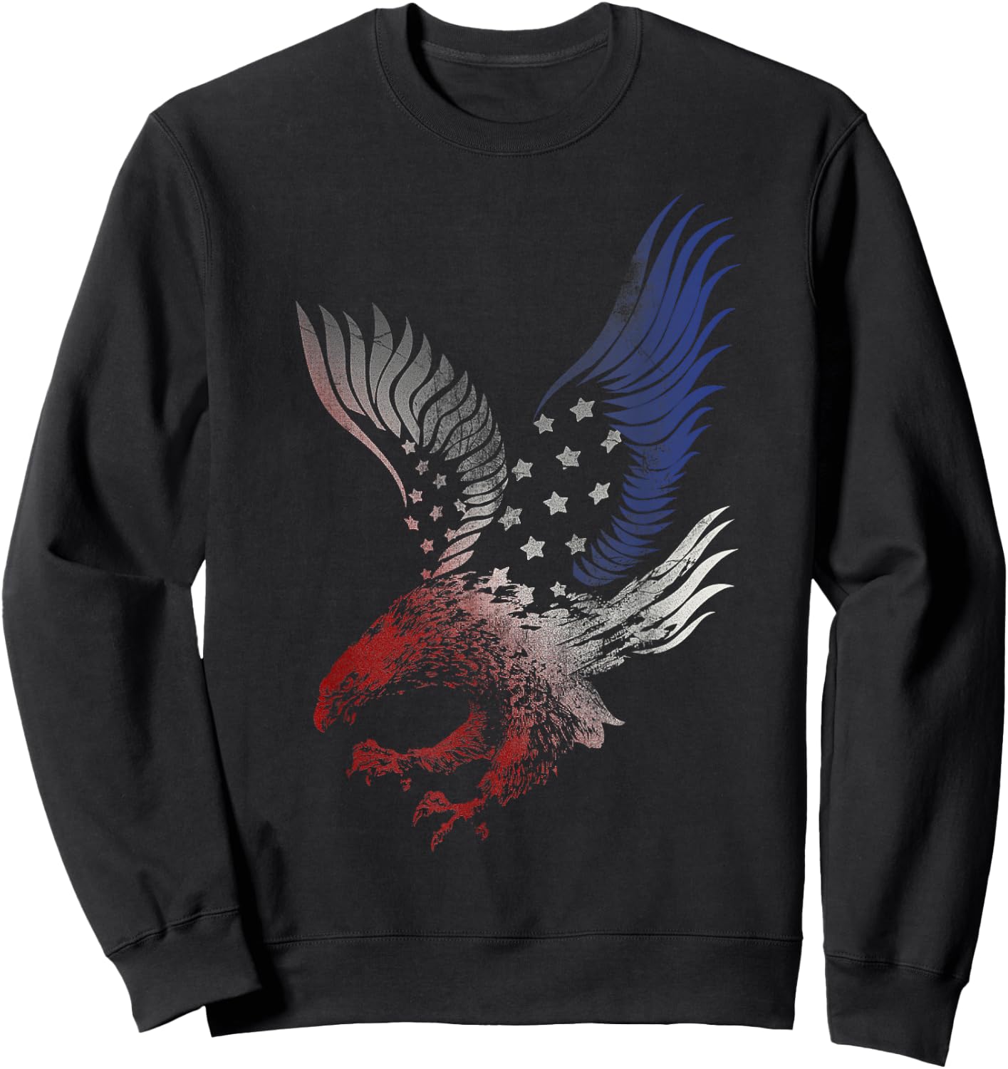 American Flying Eagle Swooping USA Flag Silhouette Sweatshirt - Sweatshirt | Black