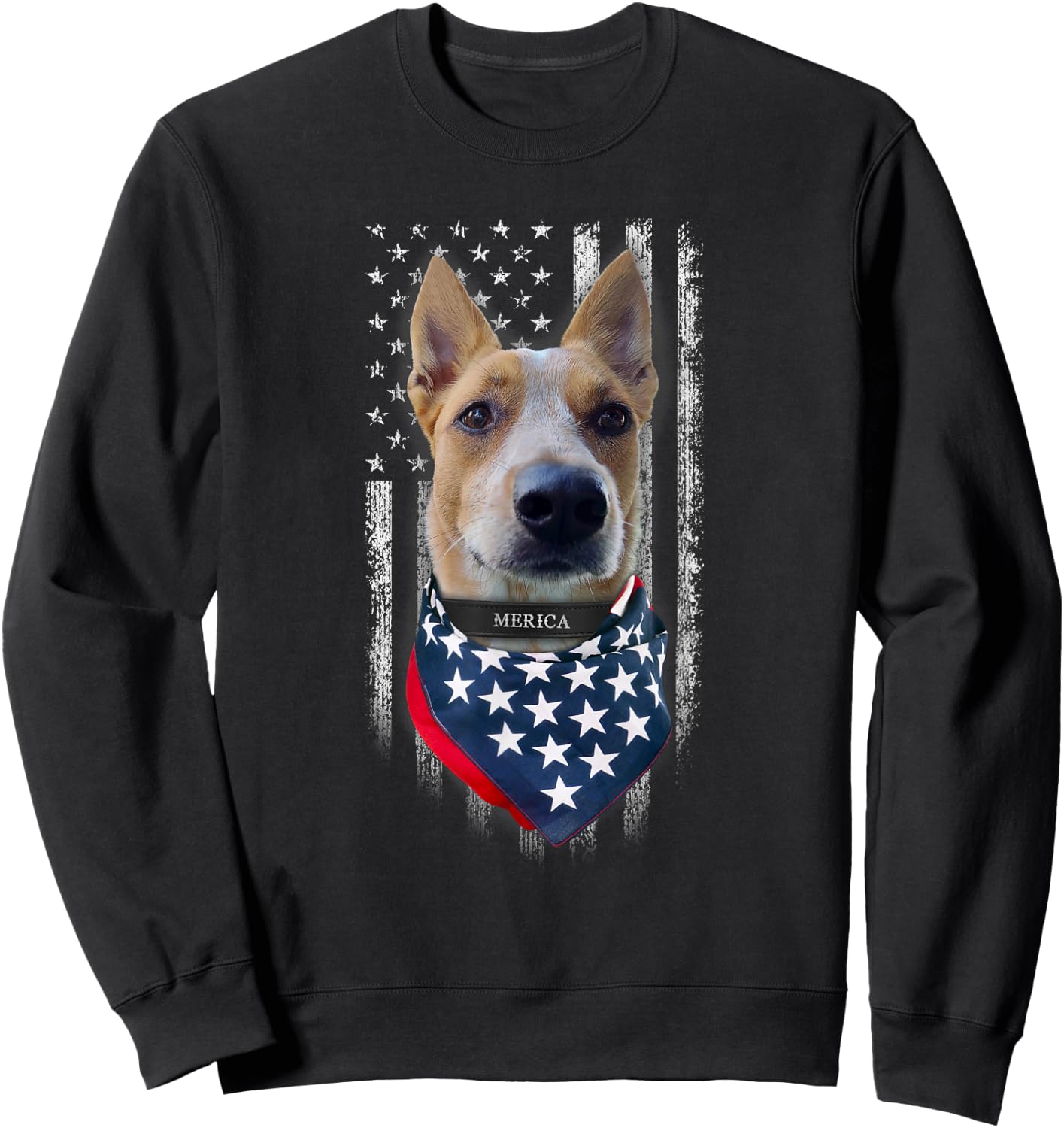 American Flag Red Heeler Dog Women Kids Men Sweatshirt - Sweatshirt | Black