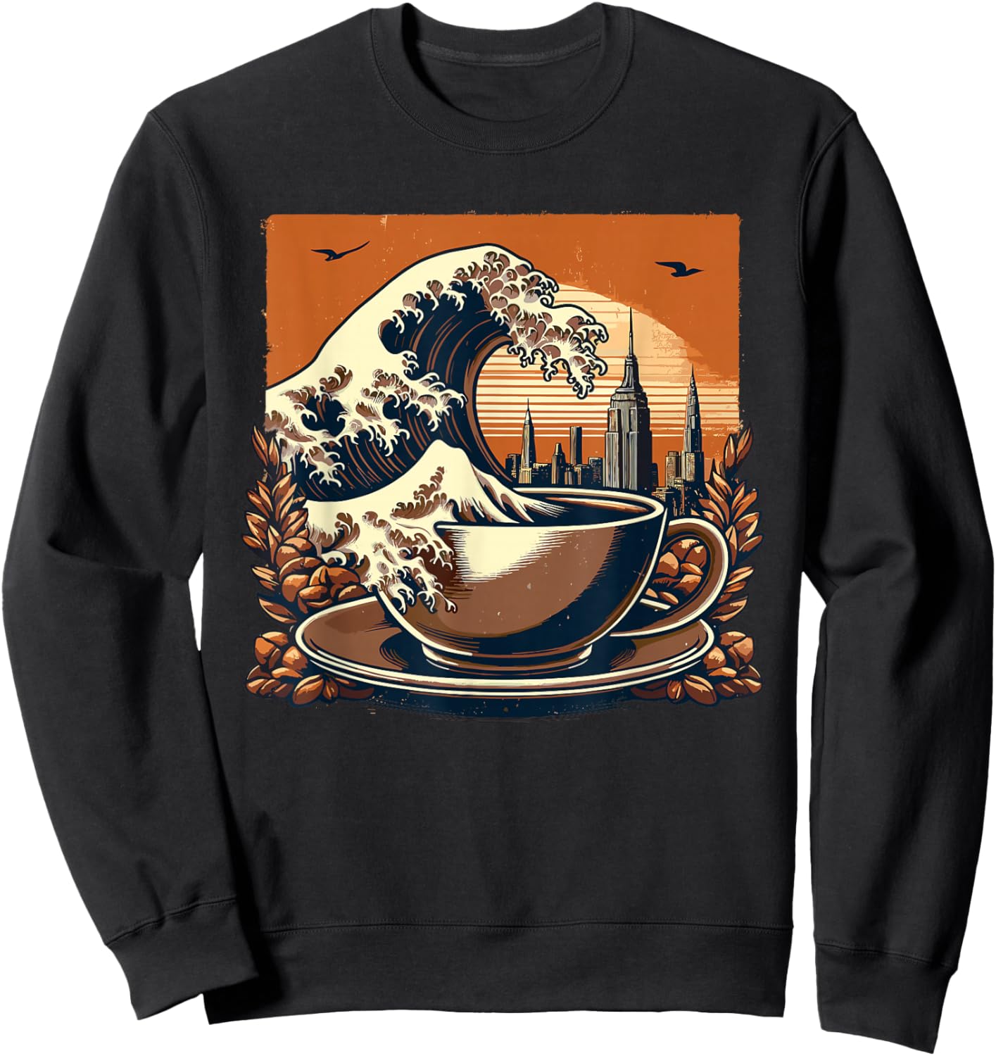 The Great Wave Of Coffee Funny Coffee - I Love Coffee Sweatshirt - Sweatshirt | Black