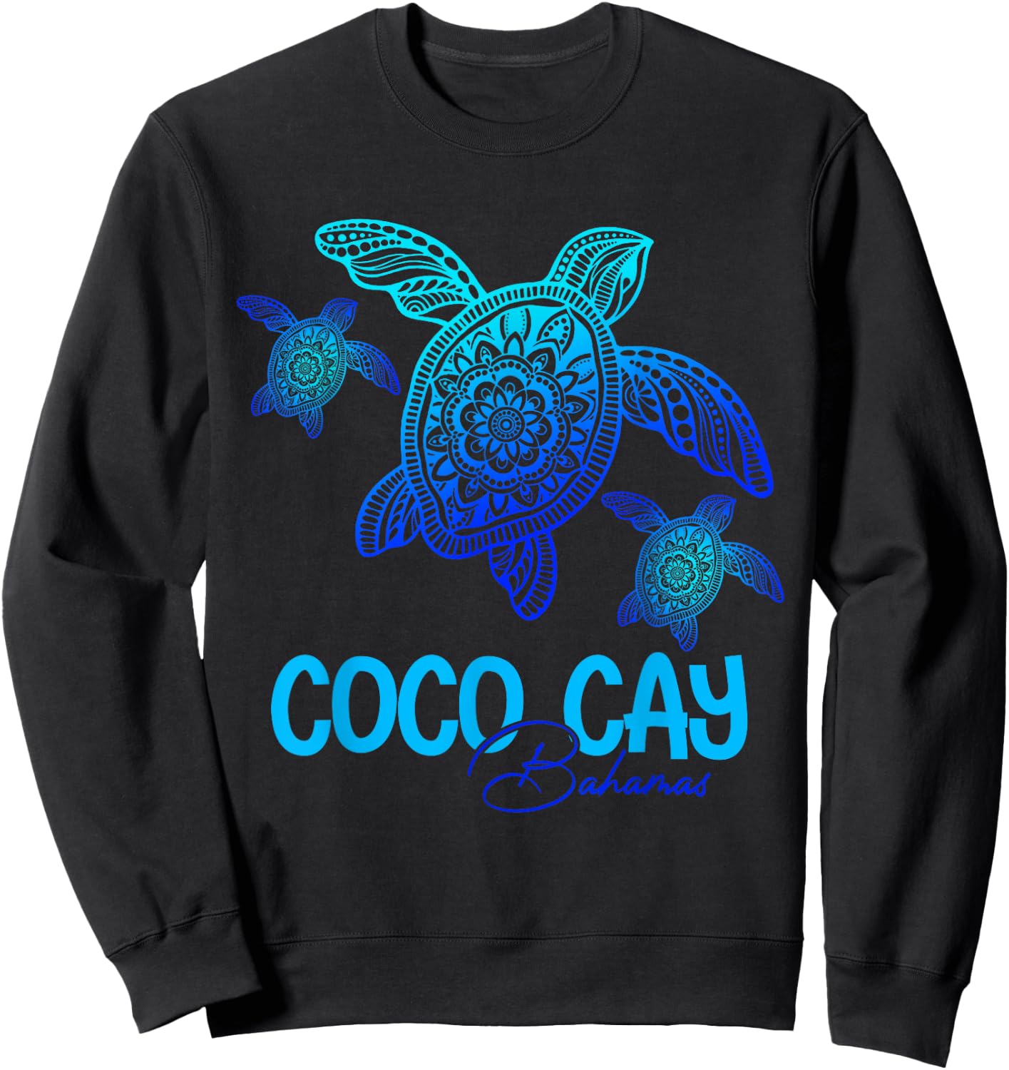 Coco Cay Bahamas Vacation Tribal Sea Turtle Sweatshirt - Sweatshirt | Black