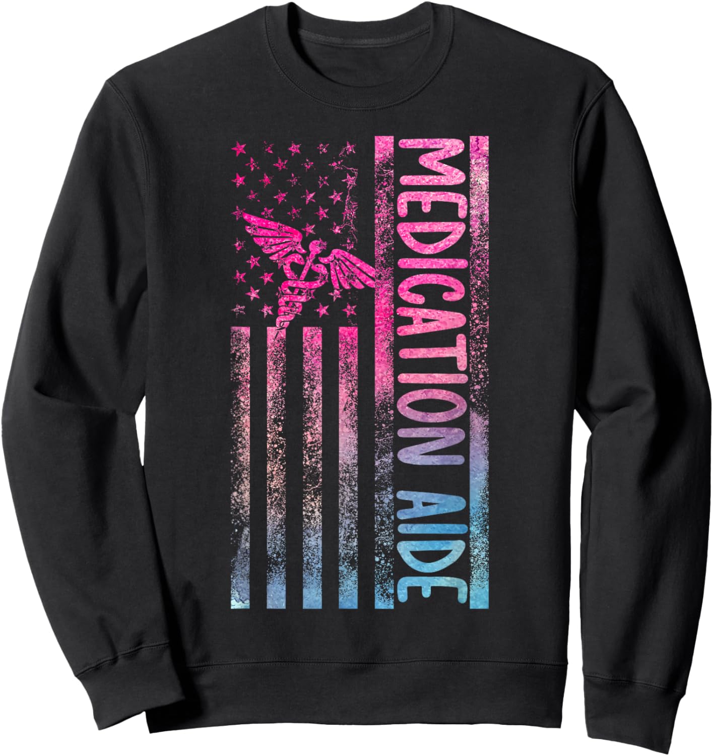 Medication Aide American Flag Med Aide Medication Aides Sweatshirt - Sweatshirt | Black