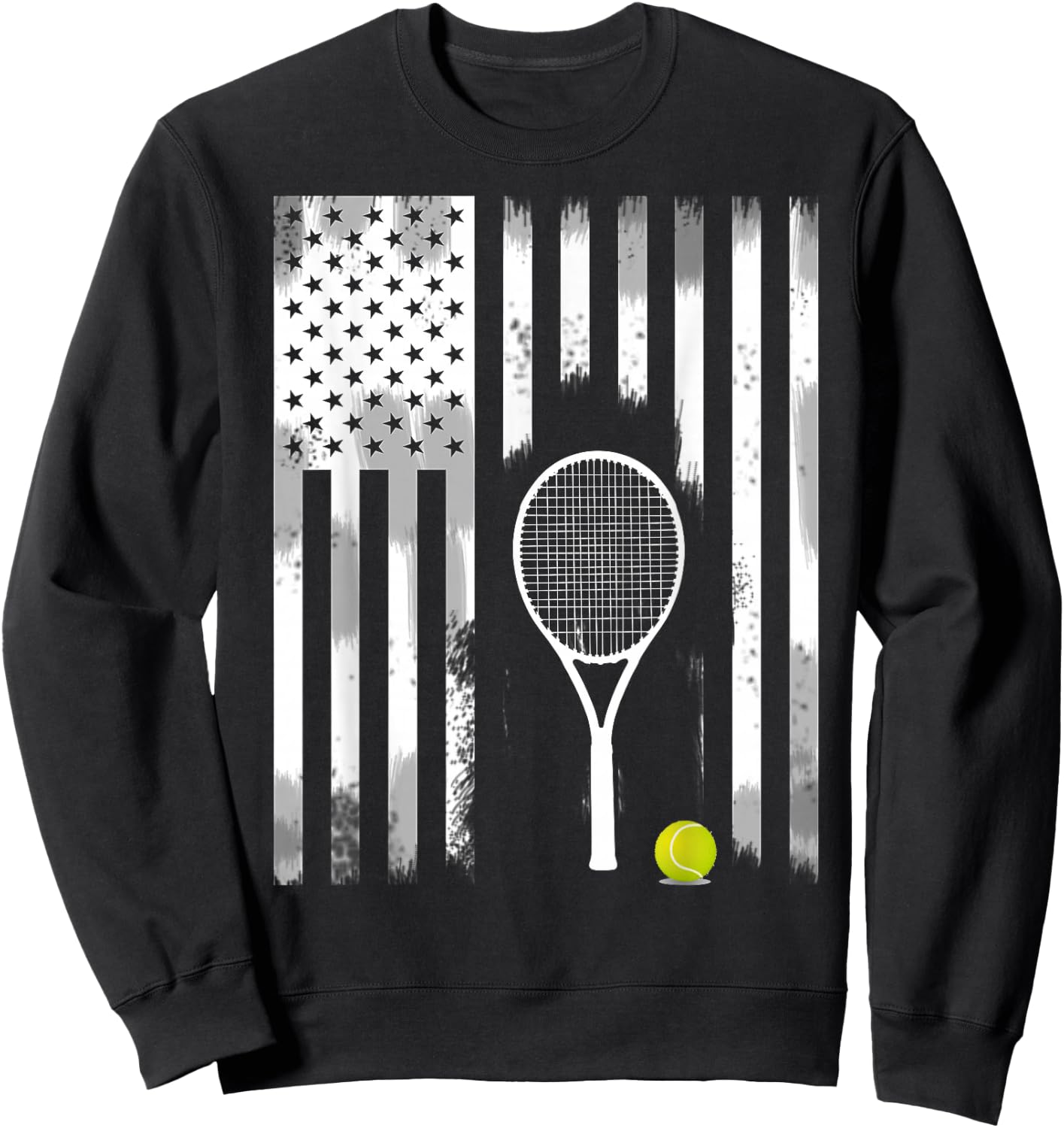 Tennis American Flag USA America Tennis Open Patriot Sweatshirt - Sweatshirt | Black
