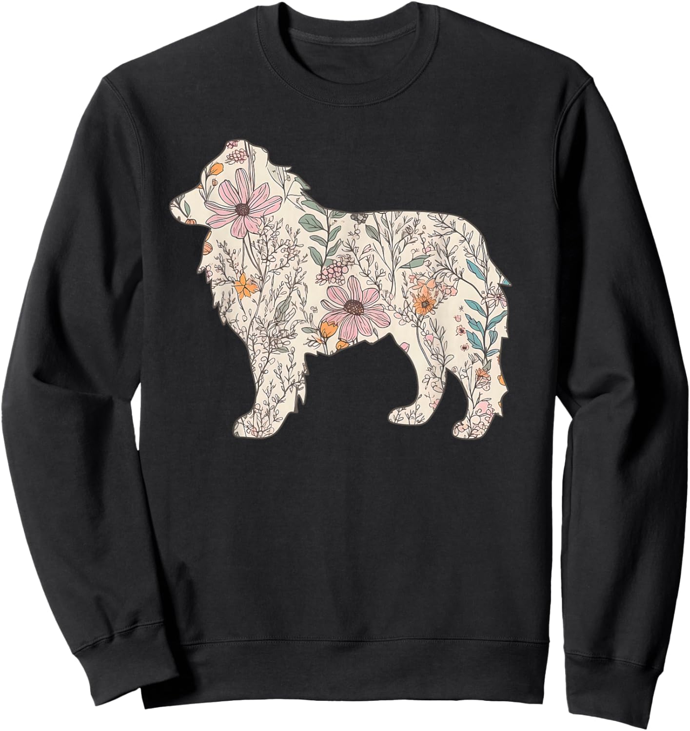 Wildflowers Australian Shepherd, Aussie Dog Mom Mother's Day Sweatshirt - Sweatshirt | Black