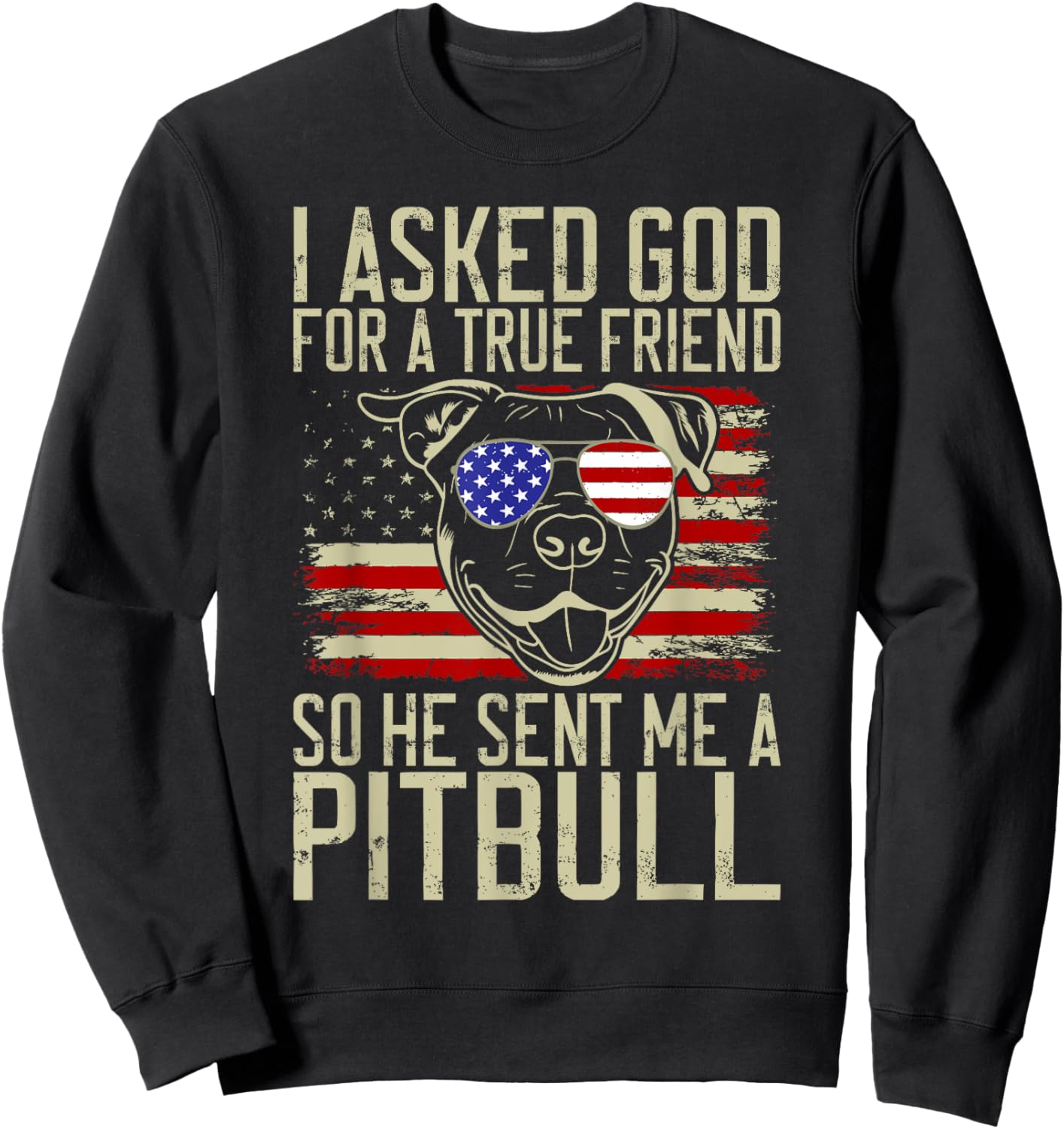 I asked God for a true Friend so he sent me a Pitbull Sweatshirt - Sweatshirt | Black