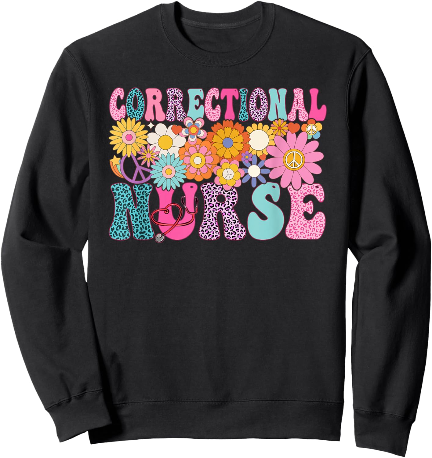 Correctional Nurse Week Groovy Appreciation Day Sweatshirt - Sweatshirt | Black