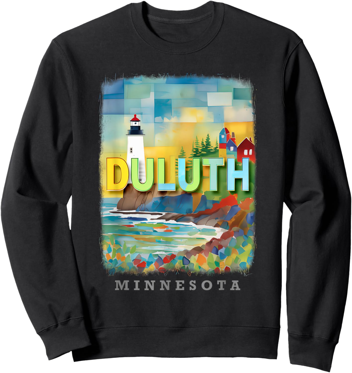 Duluth Minnesota MN Lakeside Tranquility SD221 Sweatshirt - Sweatshirt | Black